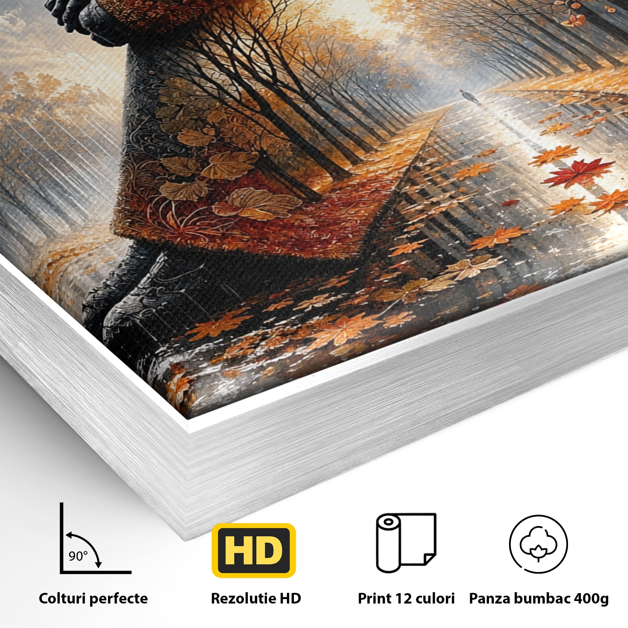 Tablou Canvas Premium LuxCanva® U1099, Toamna Melancolica, Frunze, Reflexie, Peisaj, Toamna, Living, Culori Vibrante