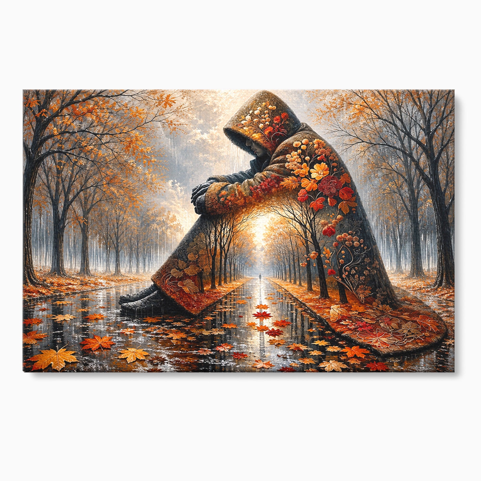 Tablou Canvas Premium LuxCanva® U1099, Toamna Melancolica, Frunze, Reflexie, Peisaj, Toamna, Living, Culori Vibrante