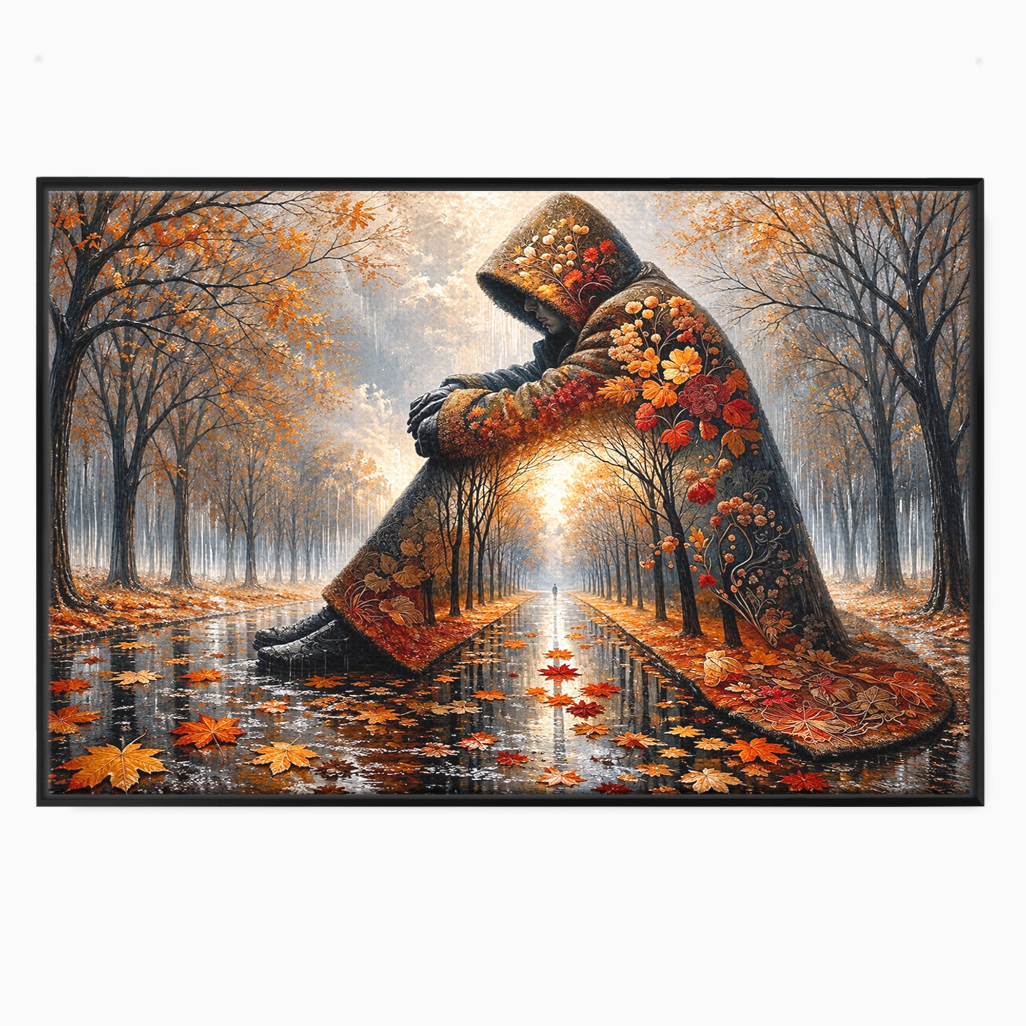 Tablou Canvas Premium LuxCanva® U1099, Toamna Melancolica, Frunze, Reflexie, Peisaj, Toamna, Living, Culori Vibrante