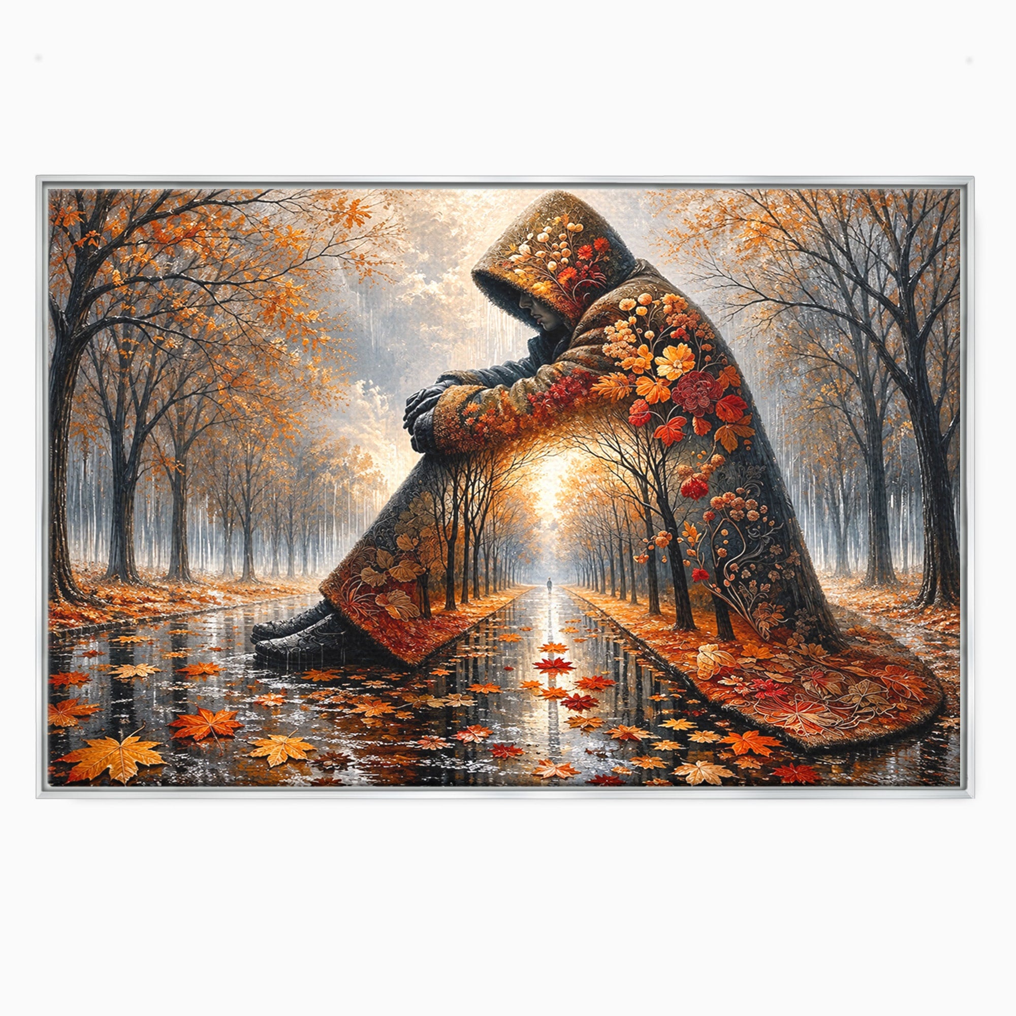 Tablou Canvas Premium LuxCanva® U1099, Toamna Melancolica, Frunze, Reflexie, Peisaj, Toamna, Living, Culori Vibrante