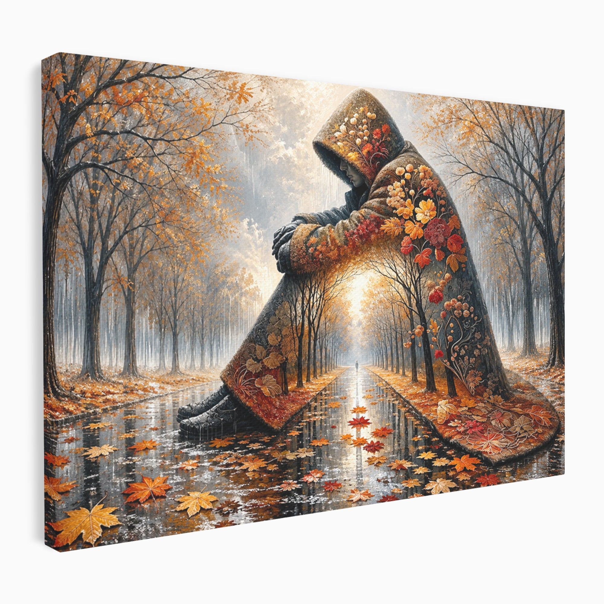 Tablou Canvas Premium LuxCanva® U1099, Toamna Melancolica, Frunze, Reflexie, Peisaj, Toamna, Living, Culori Vibrante