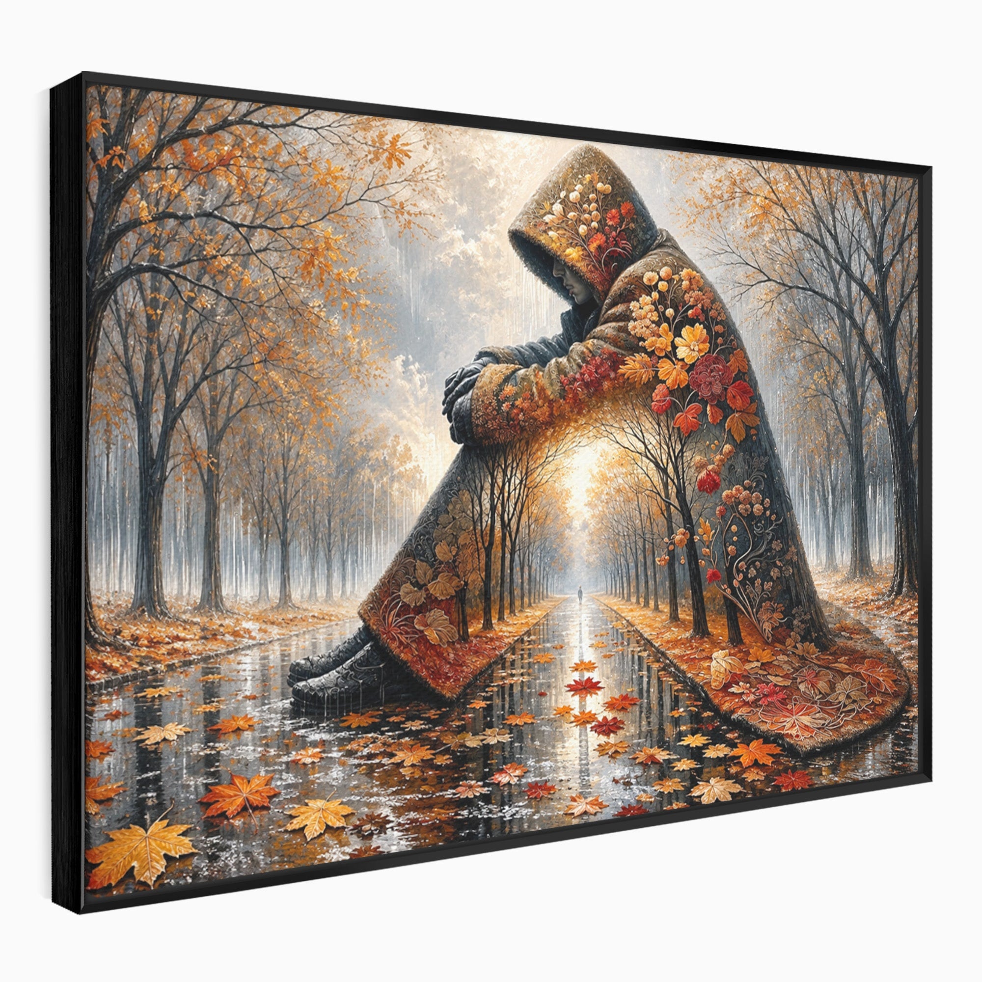 Tablou Canvas Premium LuxCanva® U1099, Toamna Melancolica, Frunze, Reflexie, Peisaj, Toamna, Living, Culori Vibrante