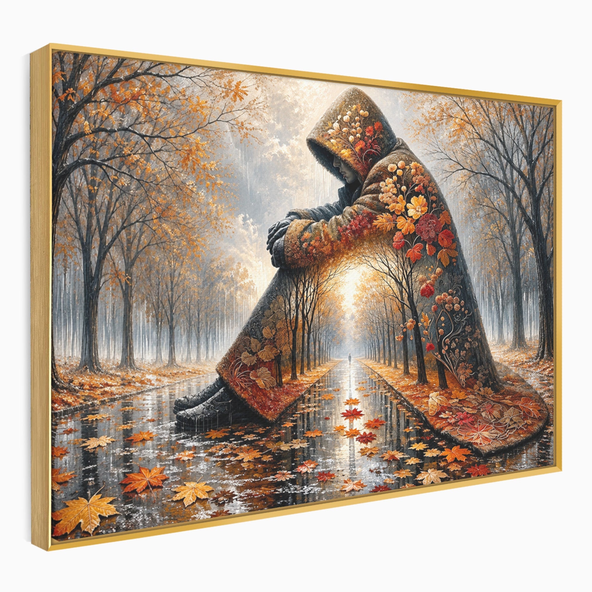 Tablou Canvas Premium LuxCanva® U1099, Toamna Melancolica, Frunze, Reflexie, Peisaj, Toamna, Living, Culori Vibrante