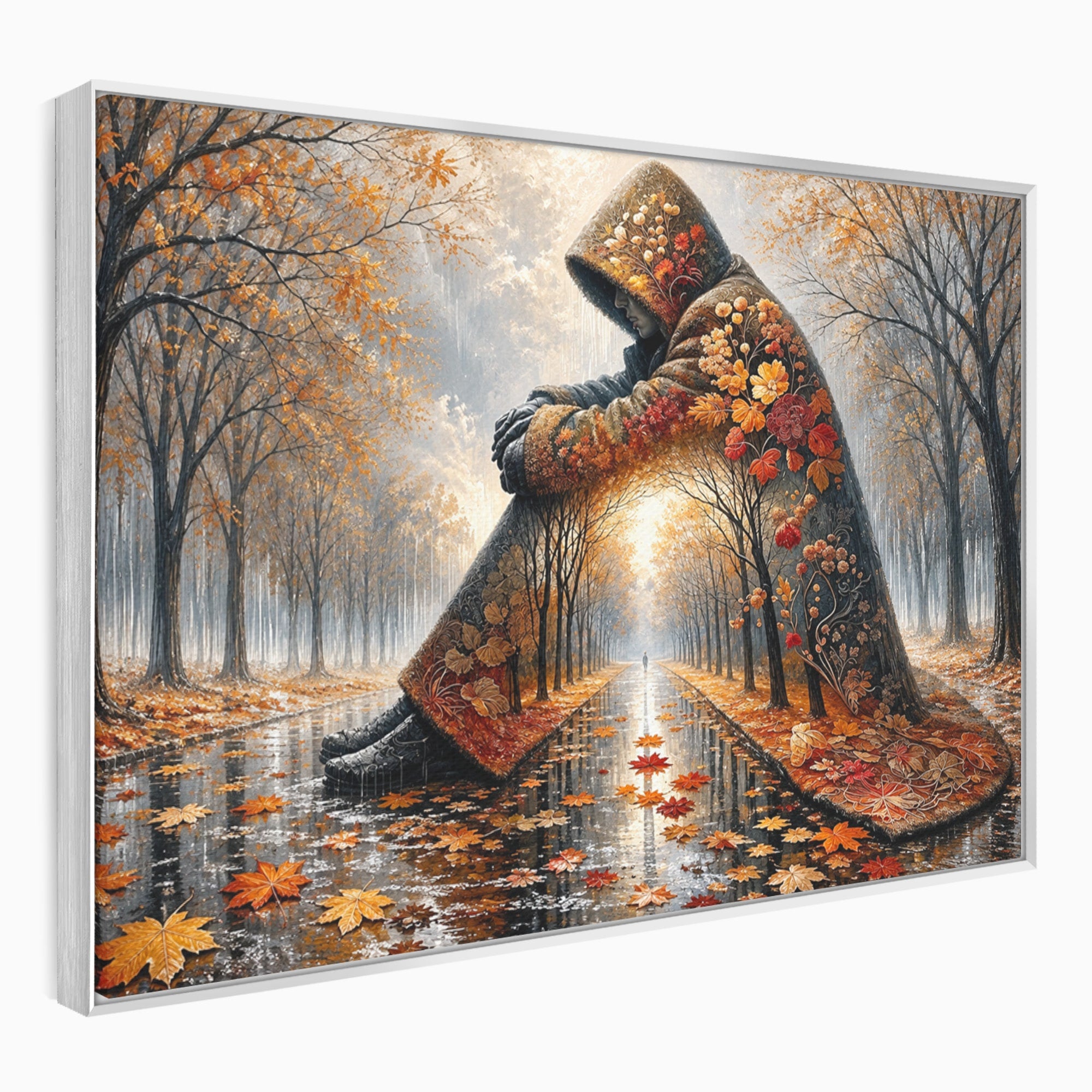Tablou Canvas Premium LuxCanva® U1099, Toamna Melancolica, Frunze, Reflexie, Peisaj, Toamna, Living, Culori Vibrante