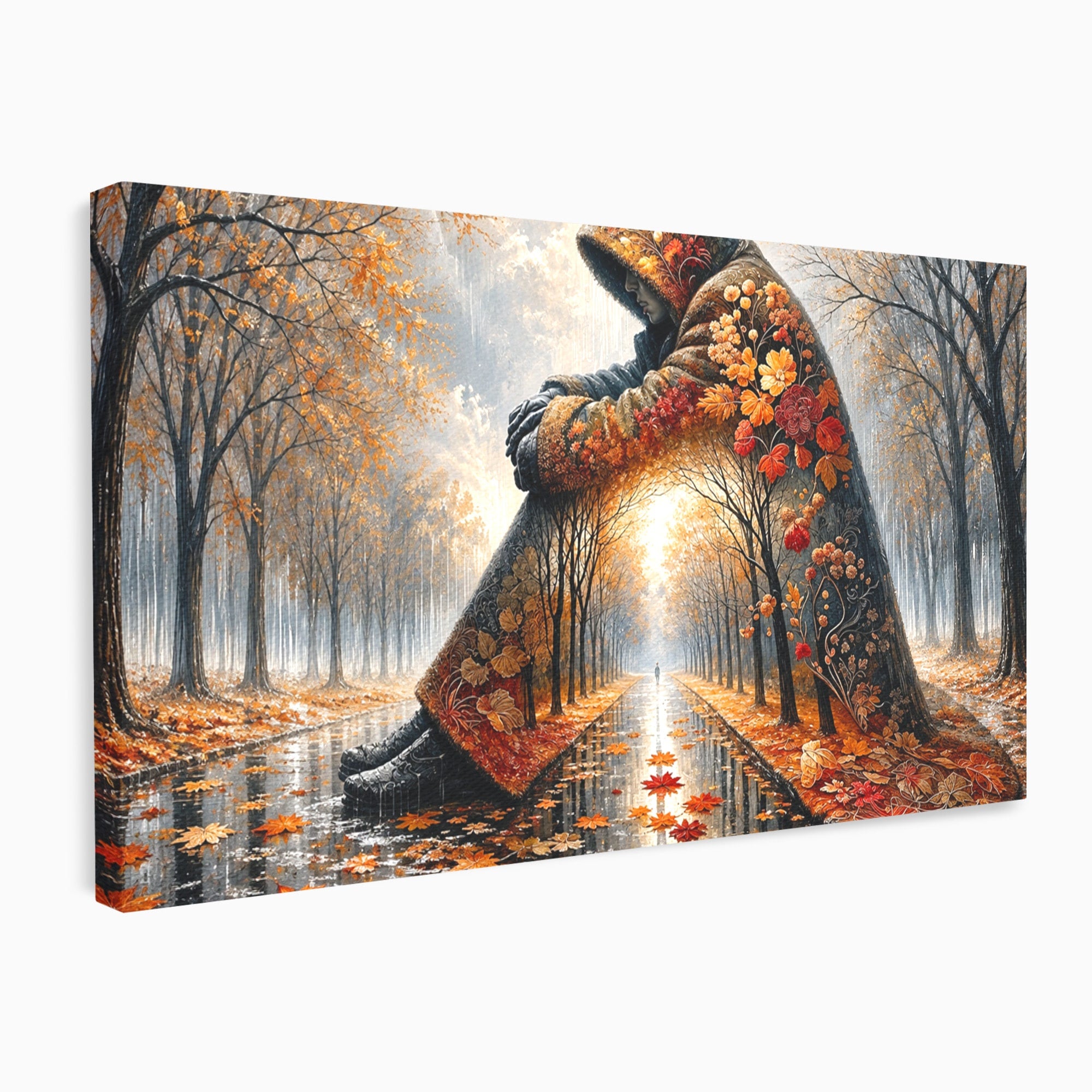Tablou Canvas Premium LuxCanva® U1099, Toamna Melancolica, Frunze, Reflexie, Peisaj, Toamna, Living, Culori Vibrante