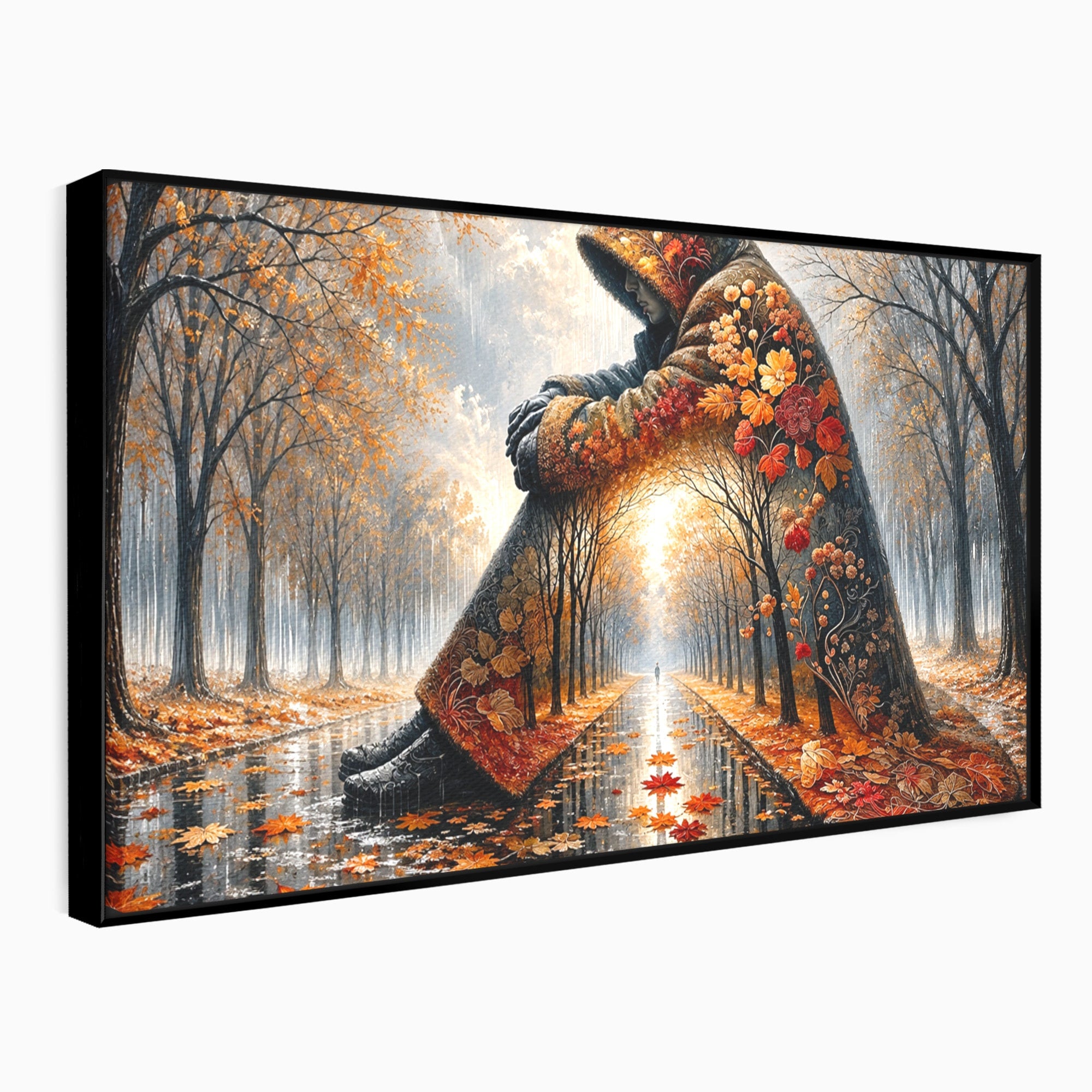 Tablou Canvas Premium LuxCanva® U1099, Toamna Melancolica, Frunze, Reflexie, Peisaj, Toamna, Living, Culori Vibrante