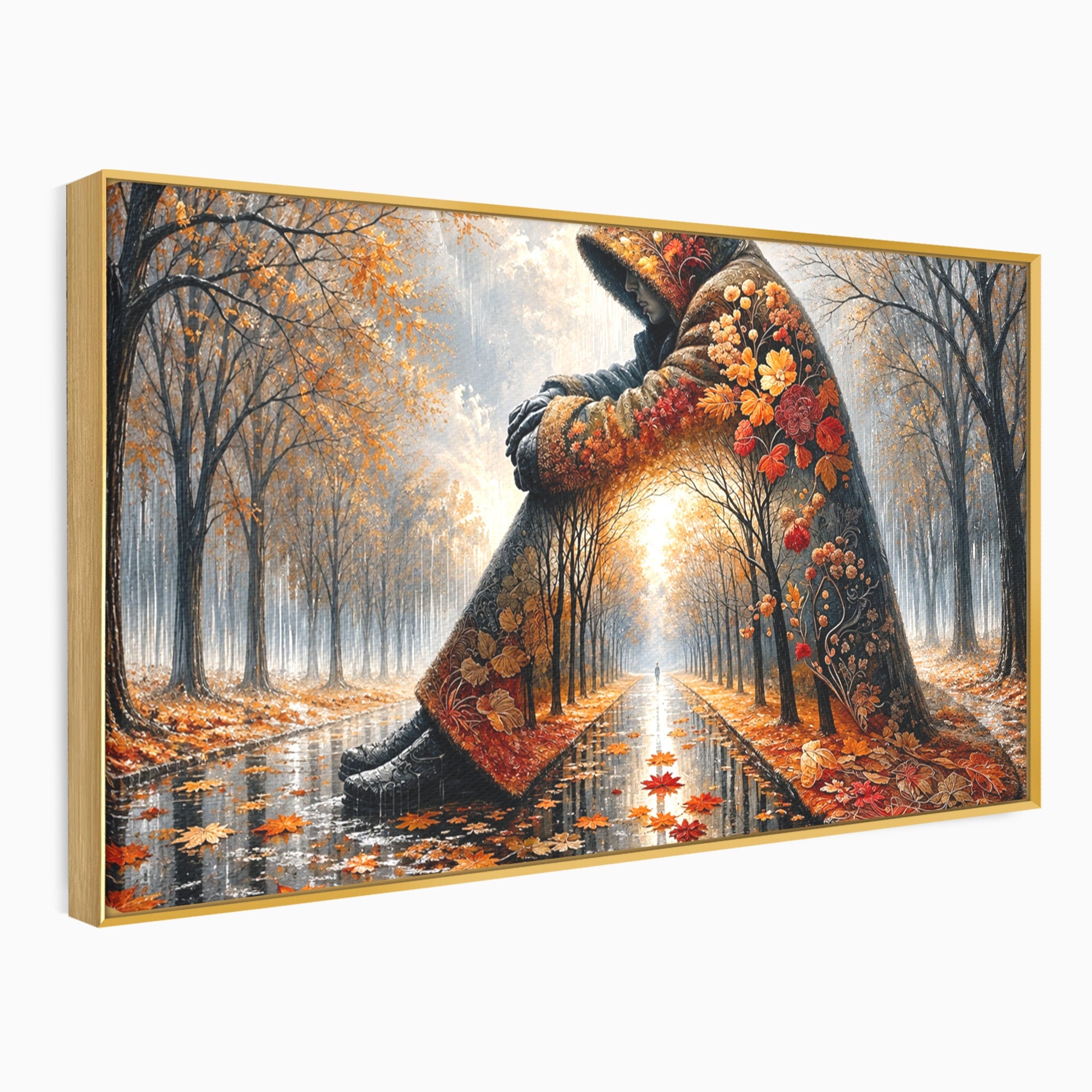 Tablou Canvas Premium LuxCanva® U1099, Toamna Melancolica, Frunze, Reflexie, Peisaj, Toamna, Living, Culori Vibrante