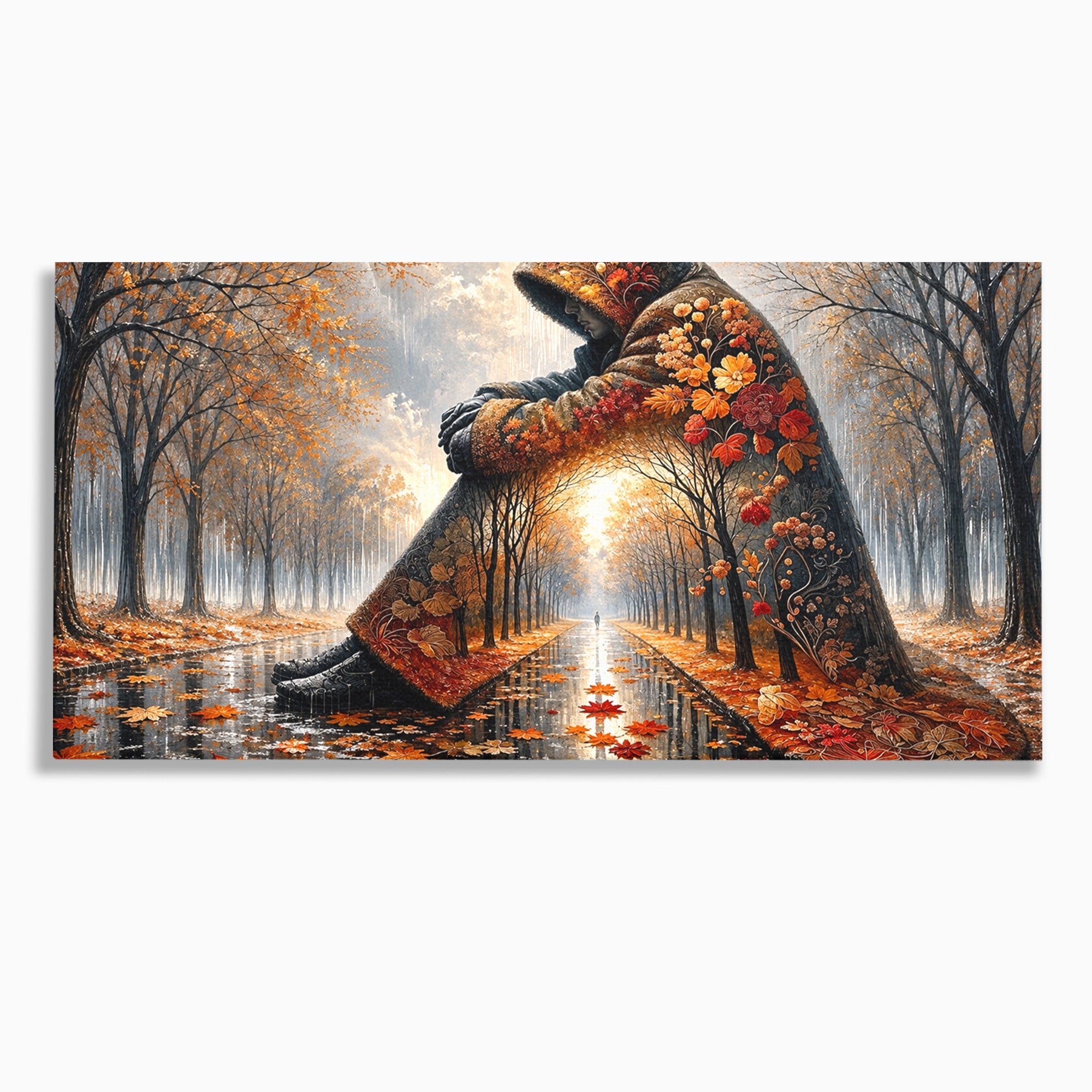 Tablou Canvas Premium LuxCanva® U1099, Toamna Melancolica, Frunze, Reflexie, Peisaj, Toamna, Living, Culori Vibrante