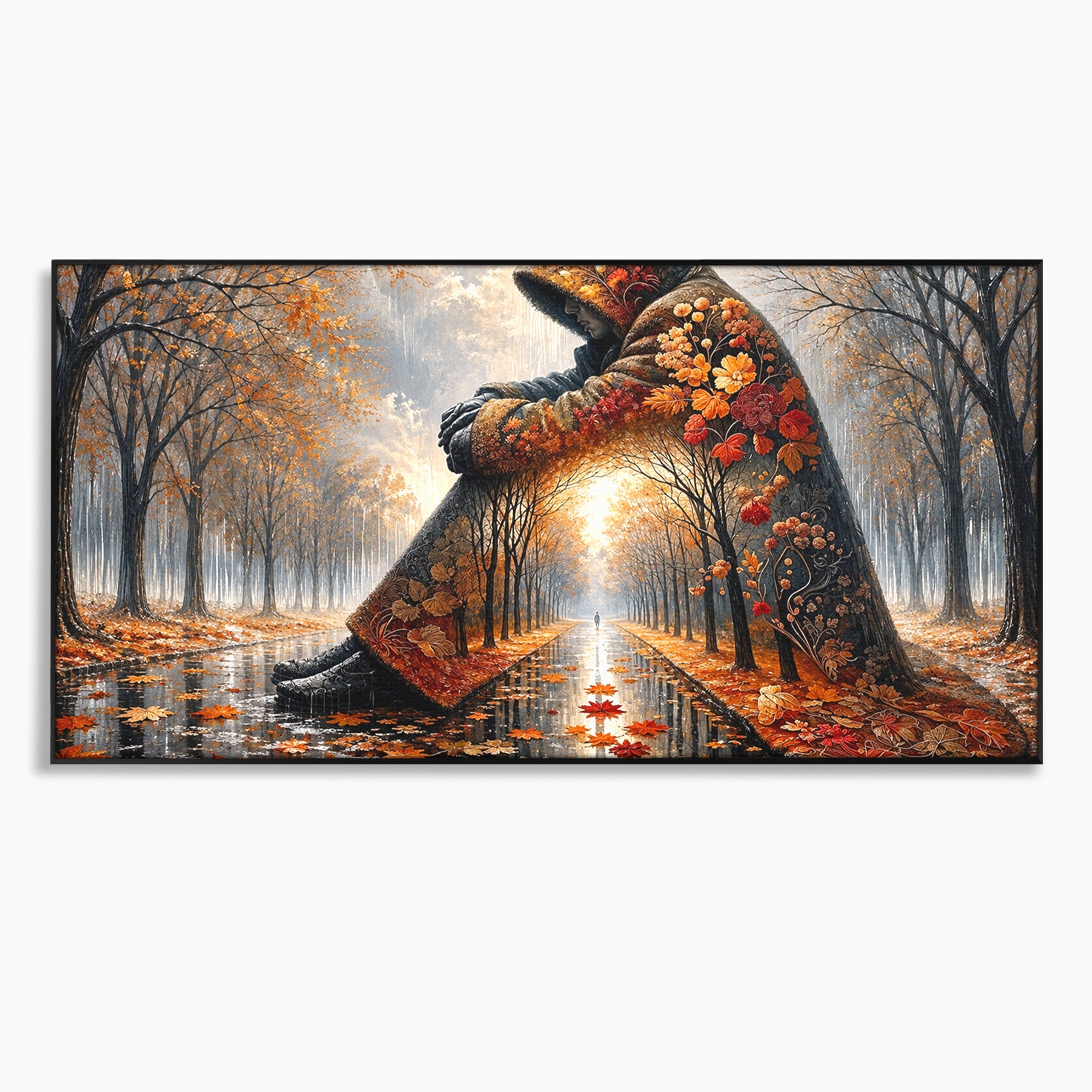 Tablou Canvas Premium LuxCanva® U1099, Toamna Melancolica, Frunze, Reflexie, Peisaj, Toamna, Living, Culori Vibrante
