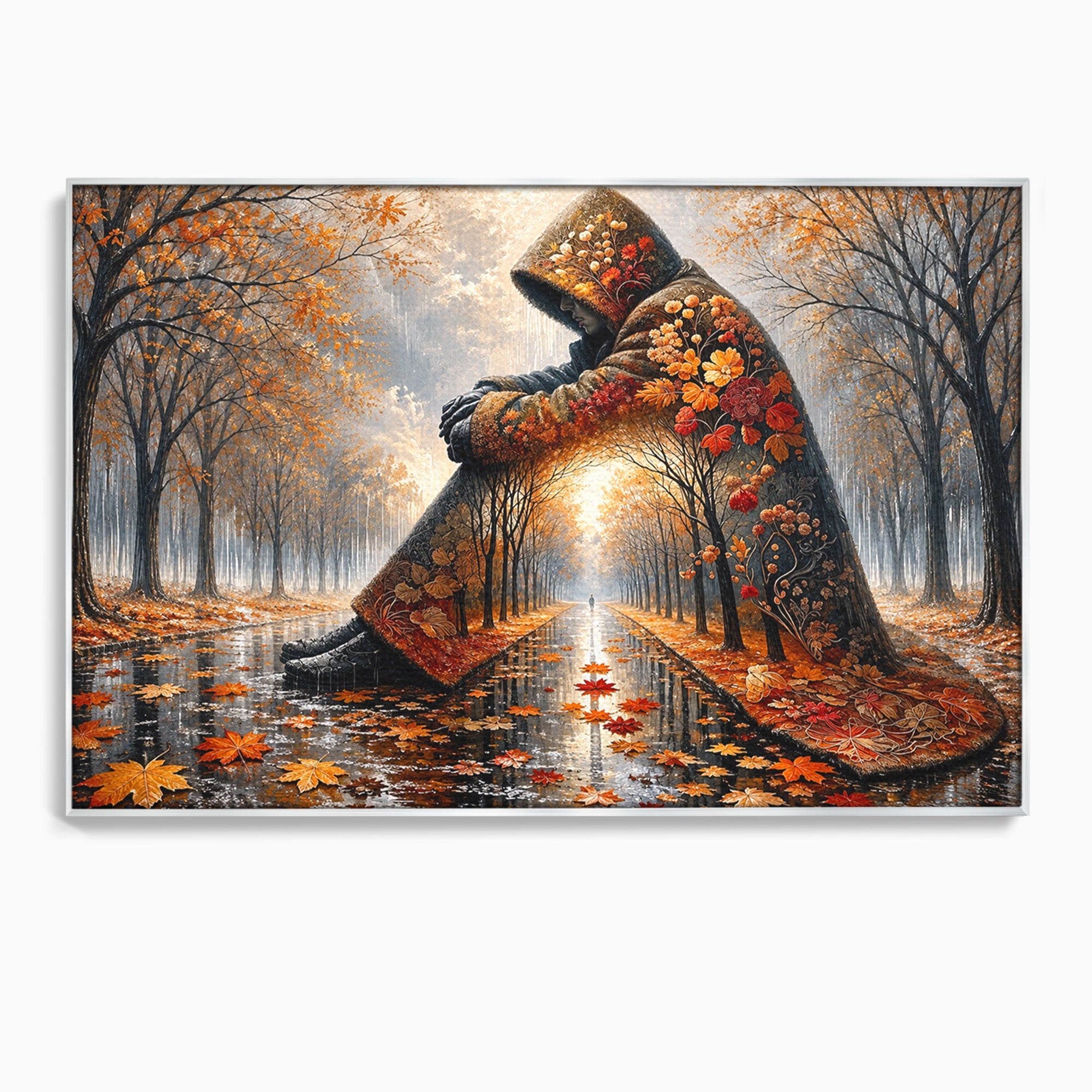 Tablou Canvas Premium LuxCanva® U1099, Toamna Melancolica, Frunze, Reflexie, Peisaj, Toamna, Living, Culori Vibrante