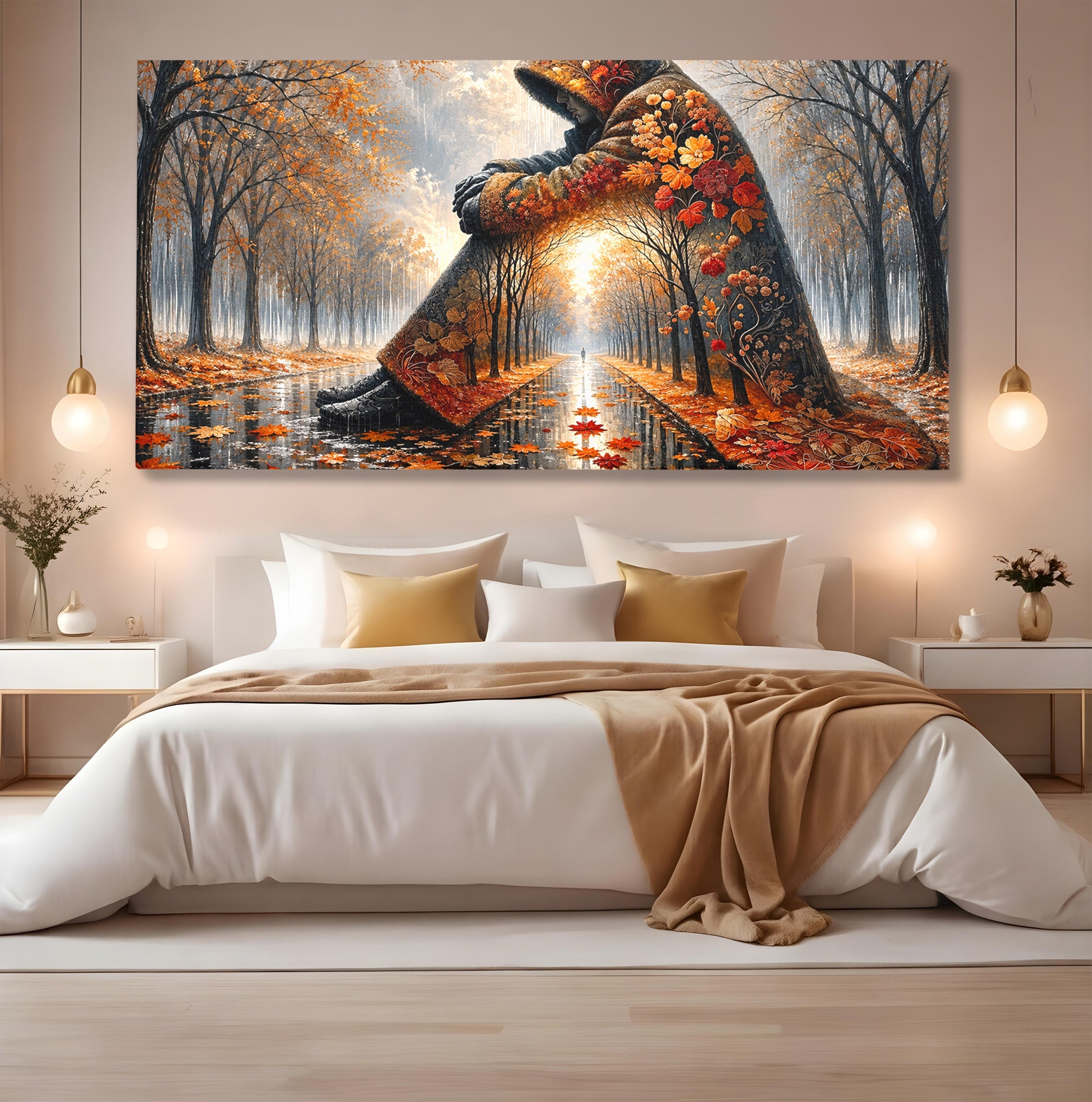 Tablou Canvas Premium LuxCanva® U1099, Toamna Melancolica, Frunze, Reflexie, Peisaj, Toamna, Living, Culori Vibrante