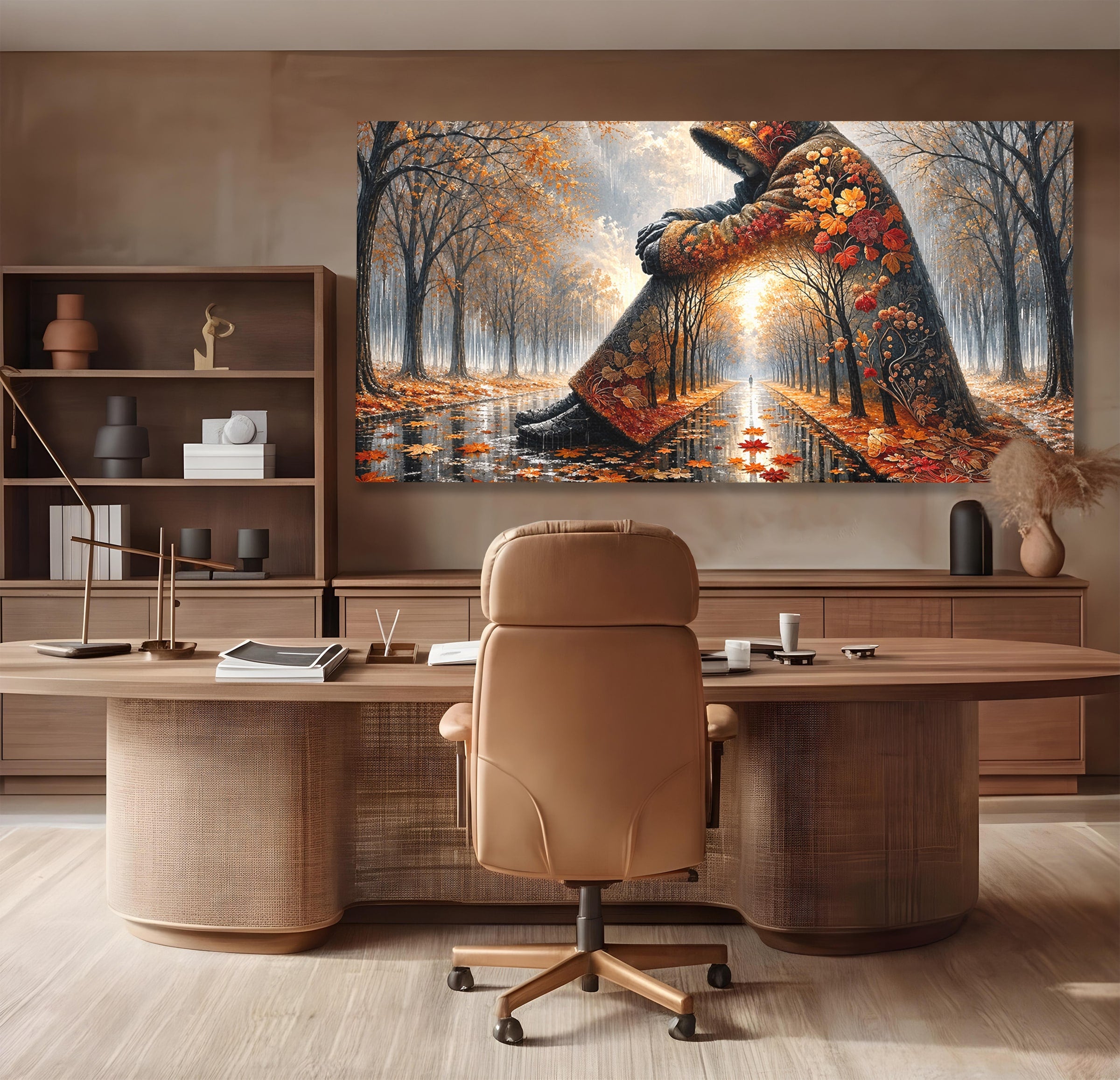 Tablou Canvas Premium LuxCanva® U1099, Toamna Melancolica, Frunze, Reflexie, Peisaj, Toamna, Living, Culori Vibrante