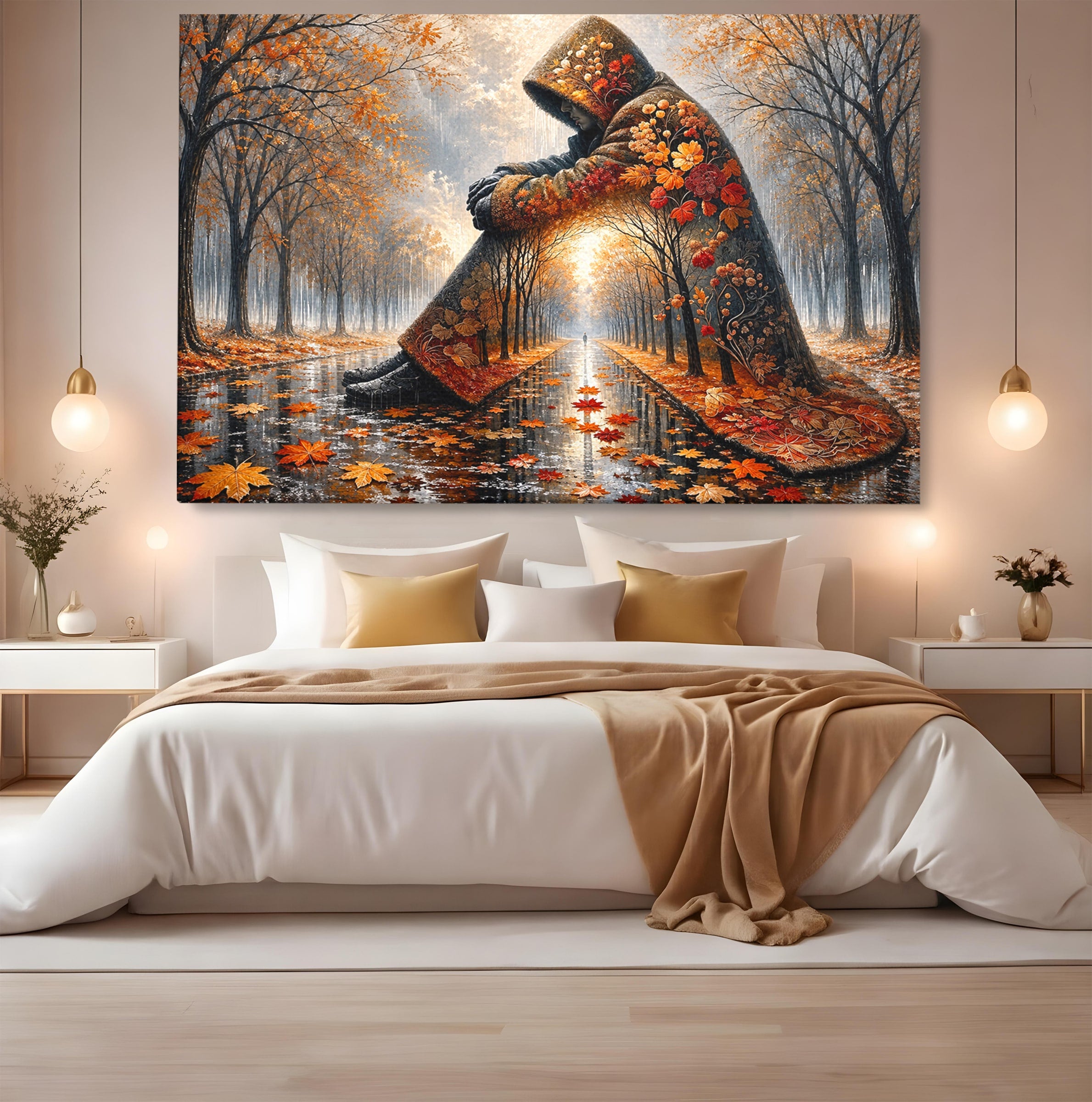 Tablou Canvas Premium LuxCanva® U1099, Toamna Melancolica, Frunze, Reflexie, Peisaj, Toamna, Living, Culori Vibrante