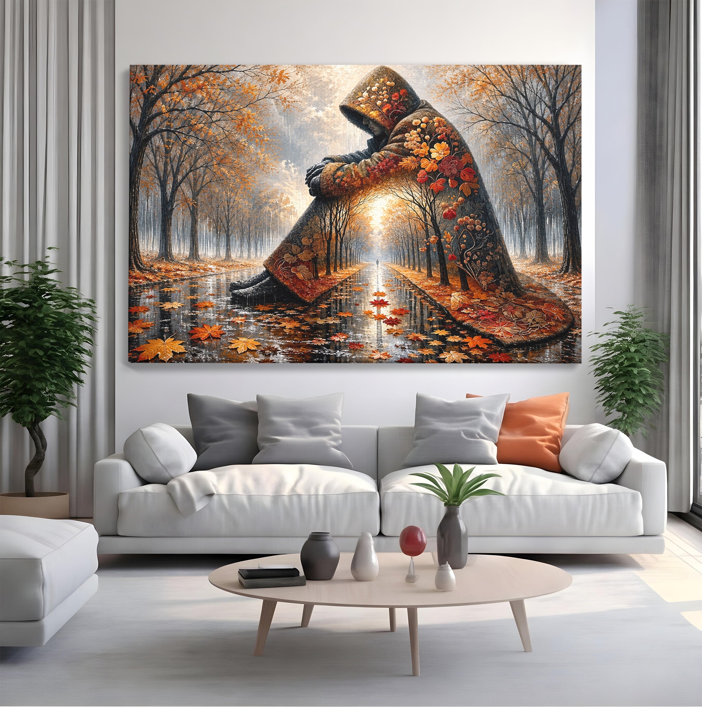 Tablou Canvas Premium LuxCanva® U1099, Toamna Melancolica, Frunze, Reflexie, Peisaj, Toamna, Living, Culori Vibrante
