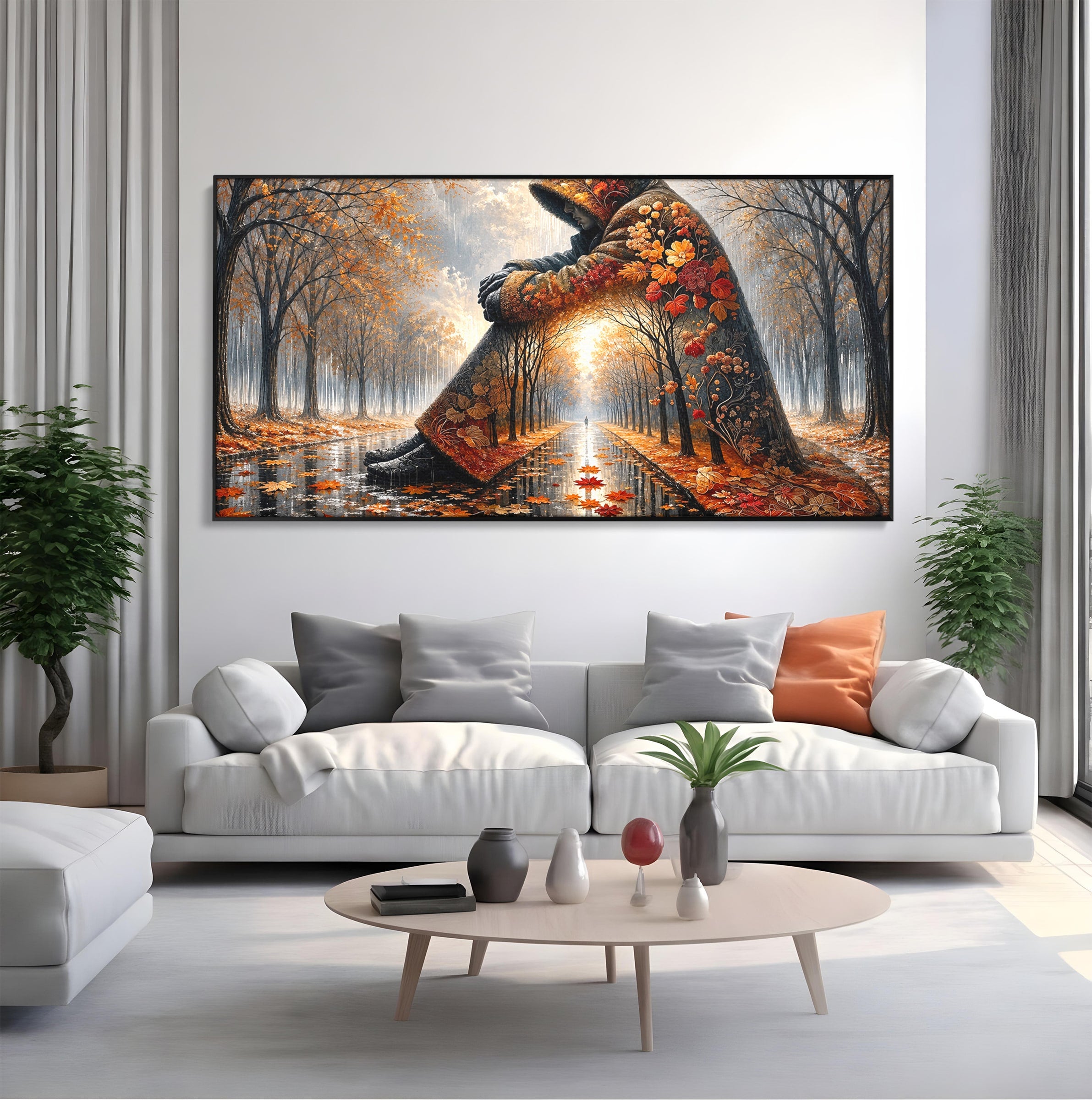 Tablou Canvas Premium LuxCanva® U1099, Toamna Melancolica, Frunze, Reflexie, Peisaj, Toamna, Living, Culori Vibrante
