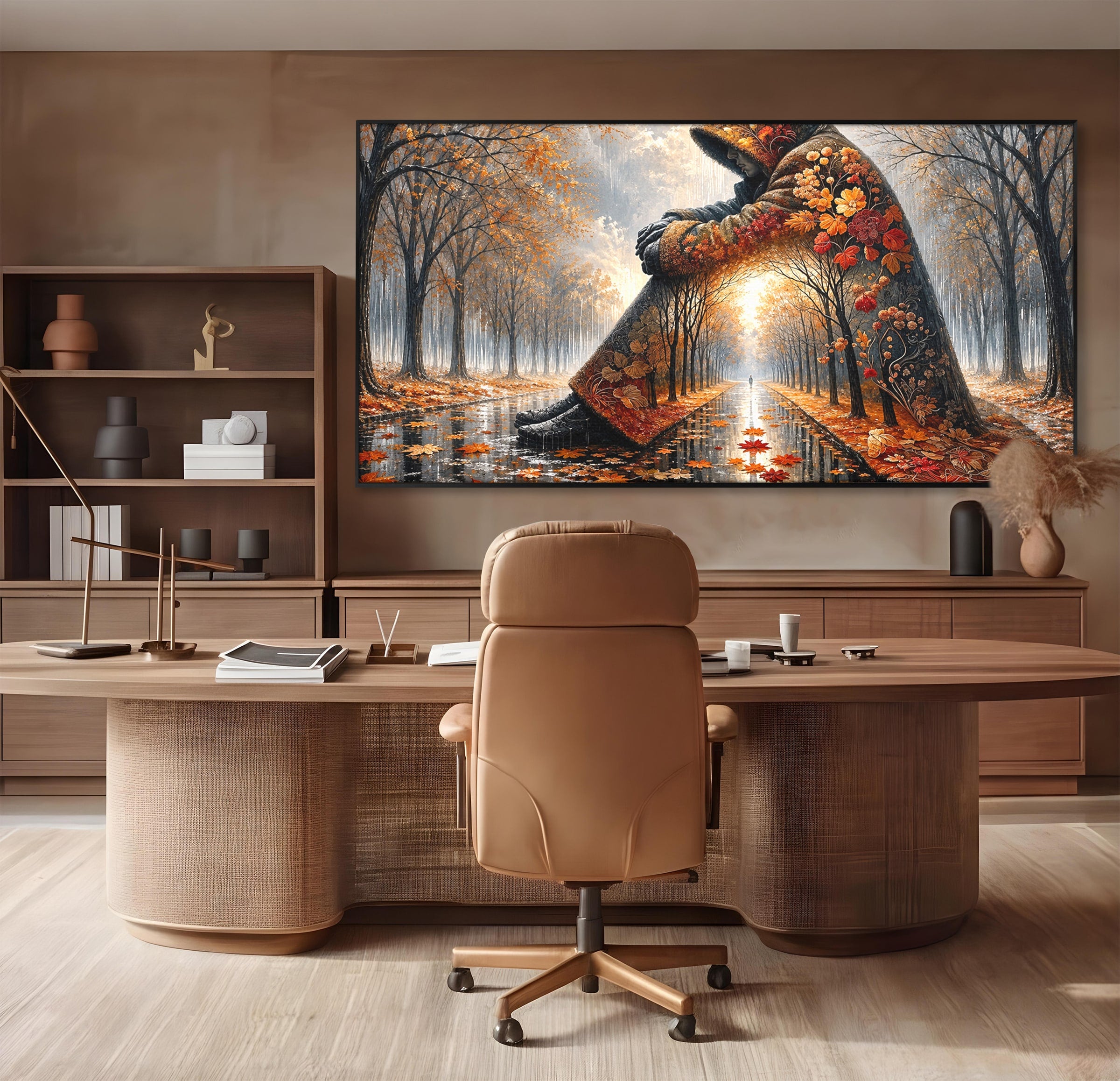 Tablou Canvas Premium LuxCanva® U1099, Toamna Melancolica, Frunze, Reflexie, Peisaj, Toamna, Living, Culori Vibrante