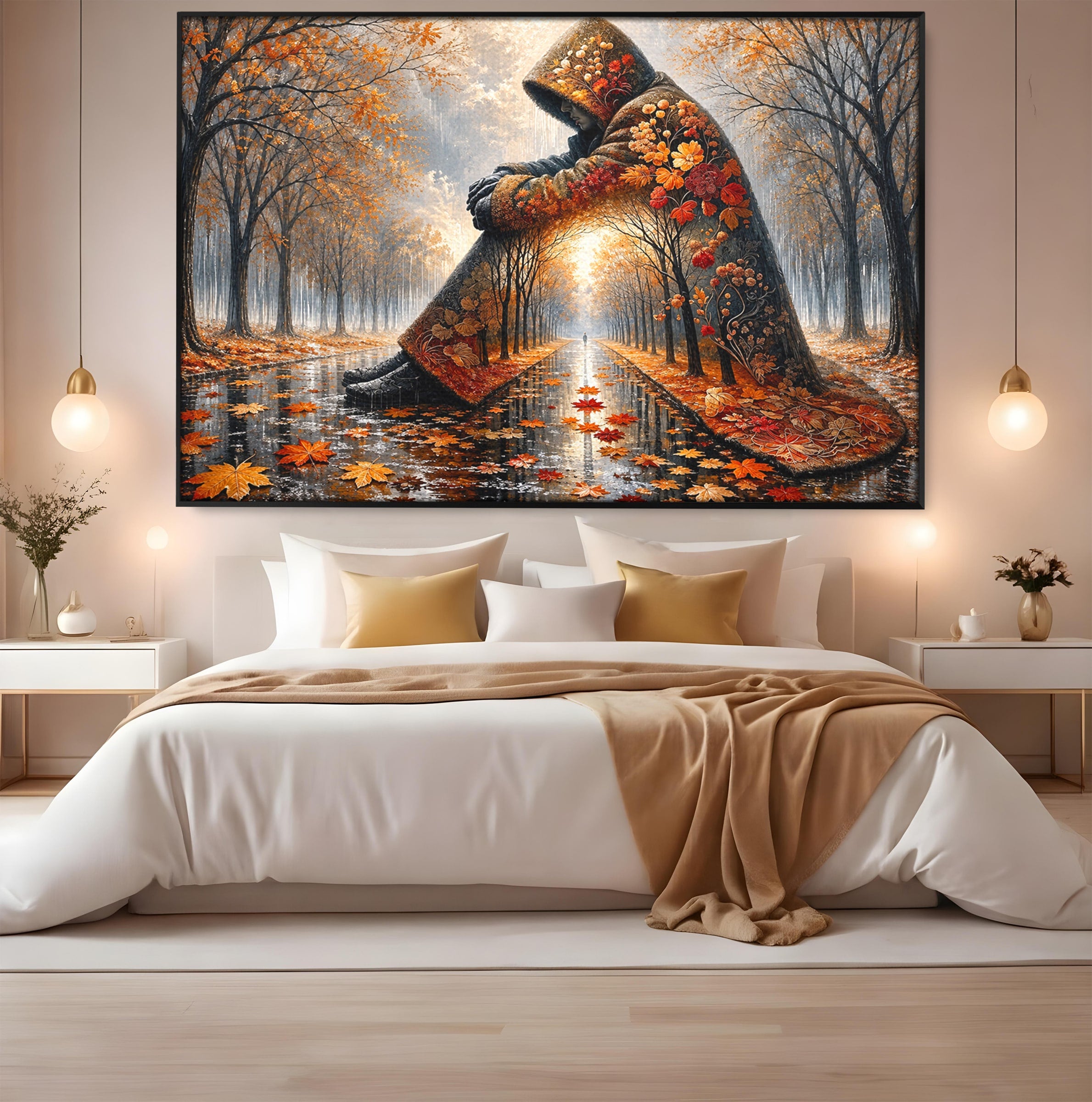 Tablou Canvas Premium LuxCanva® U1099, Toamna Melancolica, Frunze, Reflexie, Peisaj, Toamna, Living, Culori Vibrante