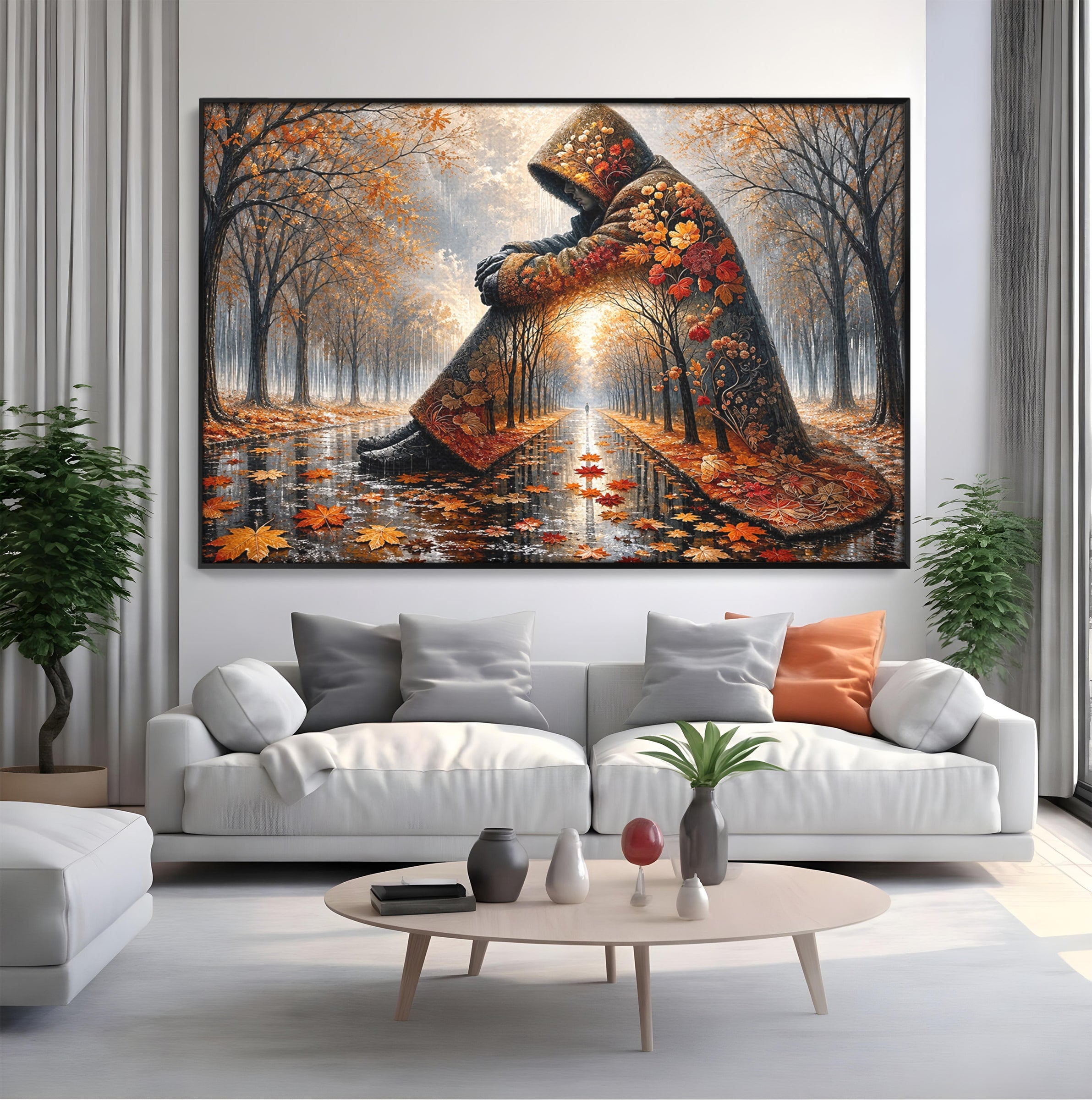 Tablou Canvas Premium LuxCanva® U1099, Toamna Melancolica, Frunze, Reflexie, Peisaj, Toamna, Living, Culori Vibrante