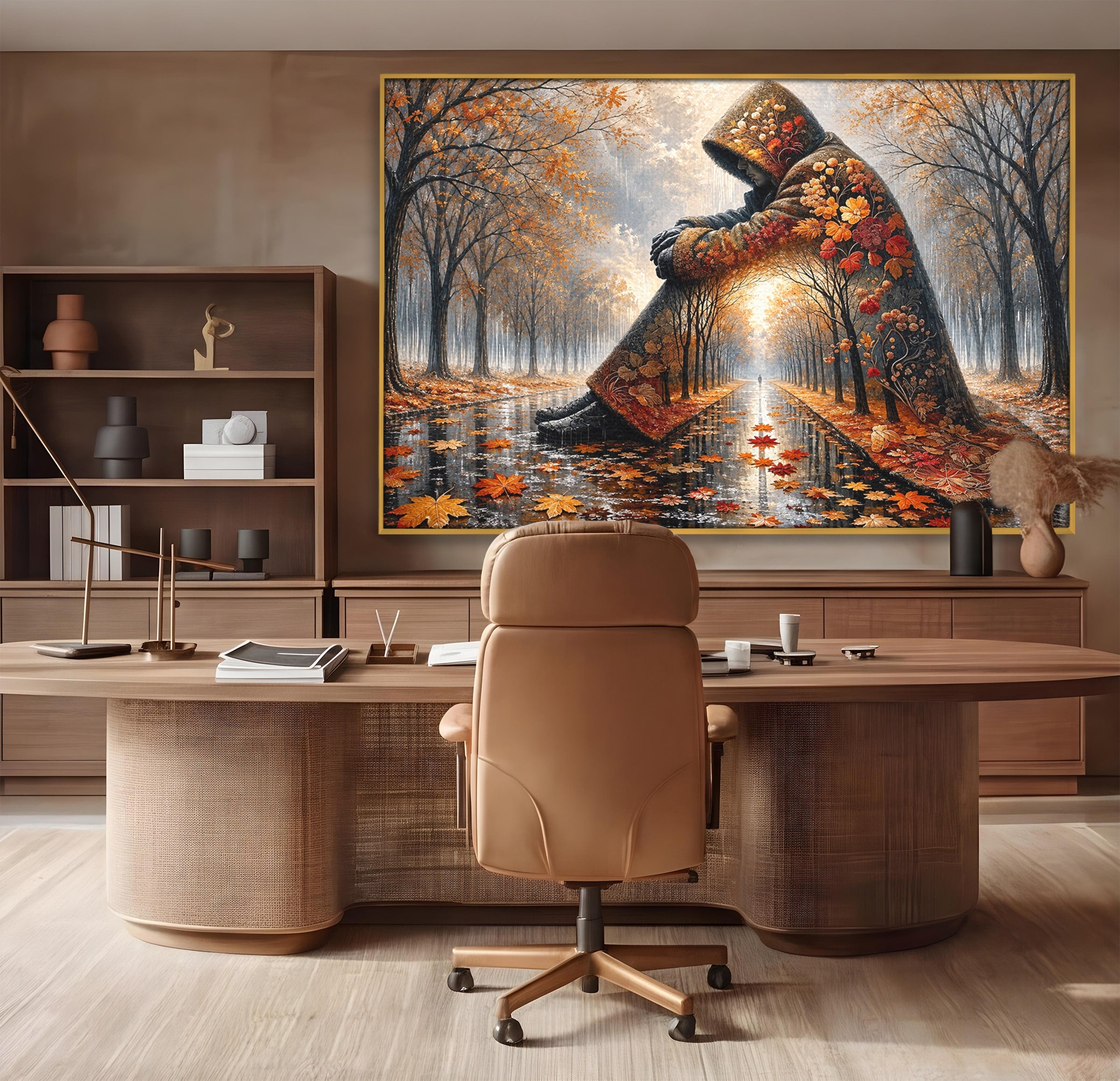 Tablou Canvas Premium LuxCanva® U1099, Toamna Melancolica, Frunze, Reflexie, Peisaj, Toamna, Living, Culori Vibrante