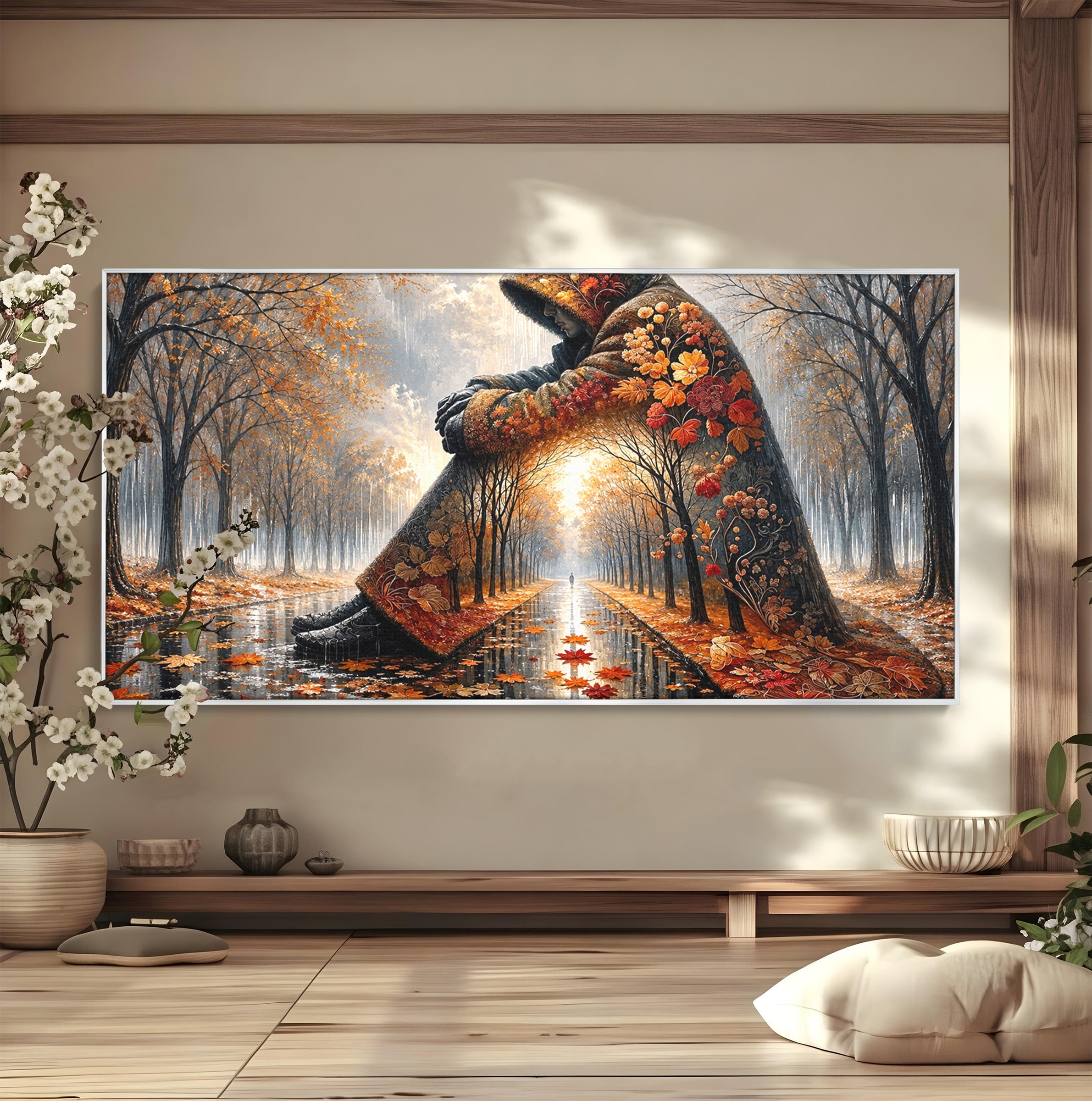 Tablou Canvas Premium LuxCanva® U1099, Toamna Melancolica, Frunze, Reflexie, Peisaj, Toamna, Living, Culori Vibrante