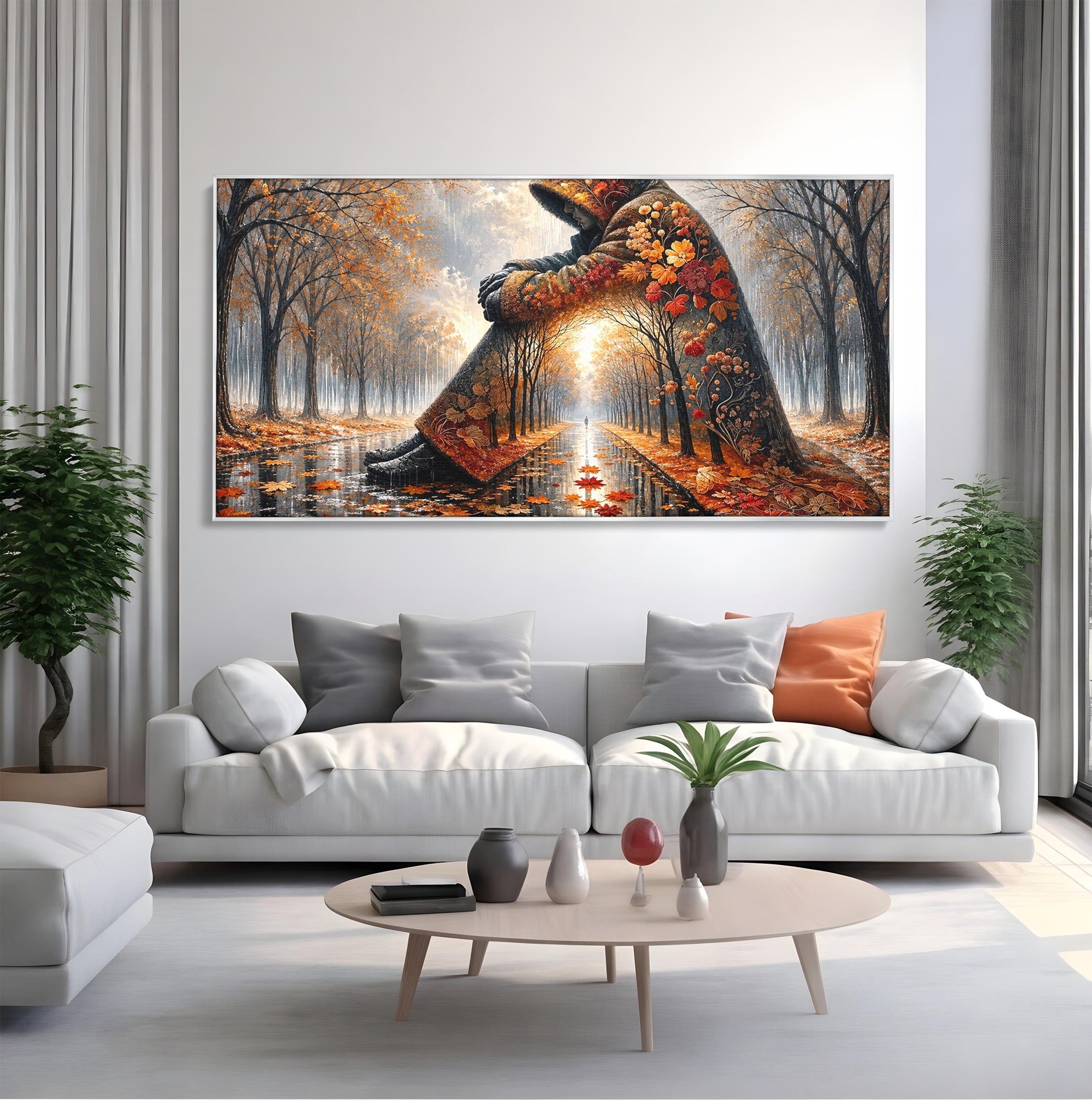 Tablou Canvas Premium LuxCanva® U1099, Toamna Melancolica, Frunze, Reflexie, Peisaj, Toamna, Living, Culori Vibrante