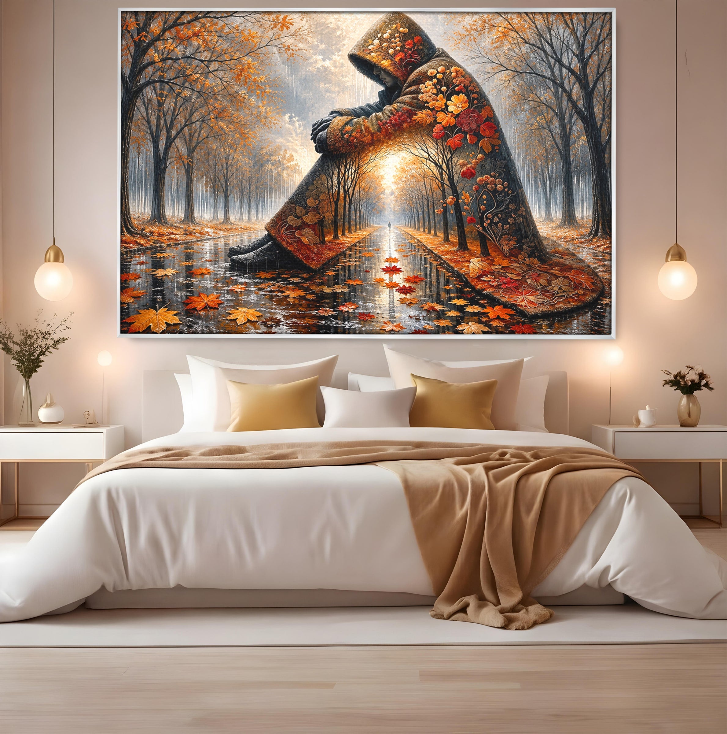Tablou Canvas Premium LuxCanva® U1099, Toamna Melancolica, Frunze, Reflexie, Peisaj, Toamna, Living, Culori Vibrante