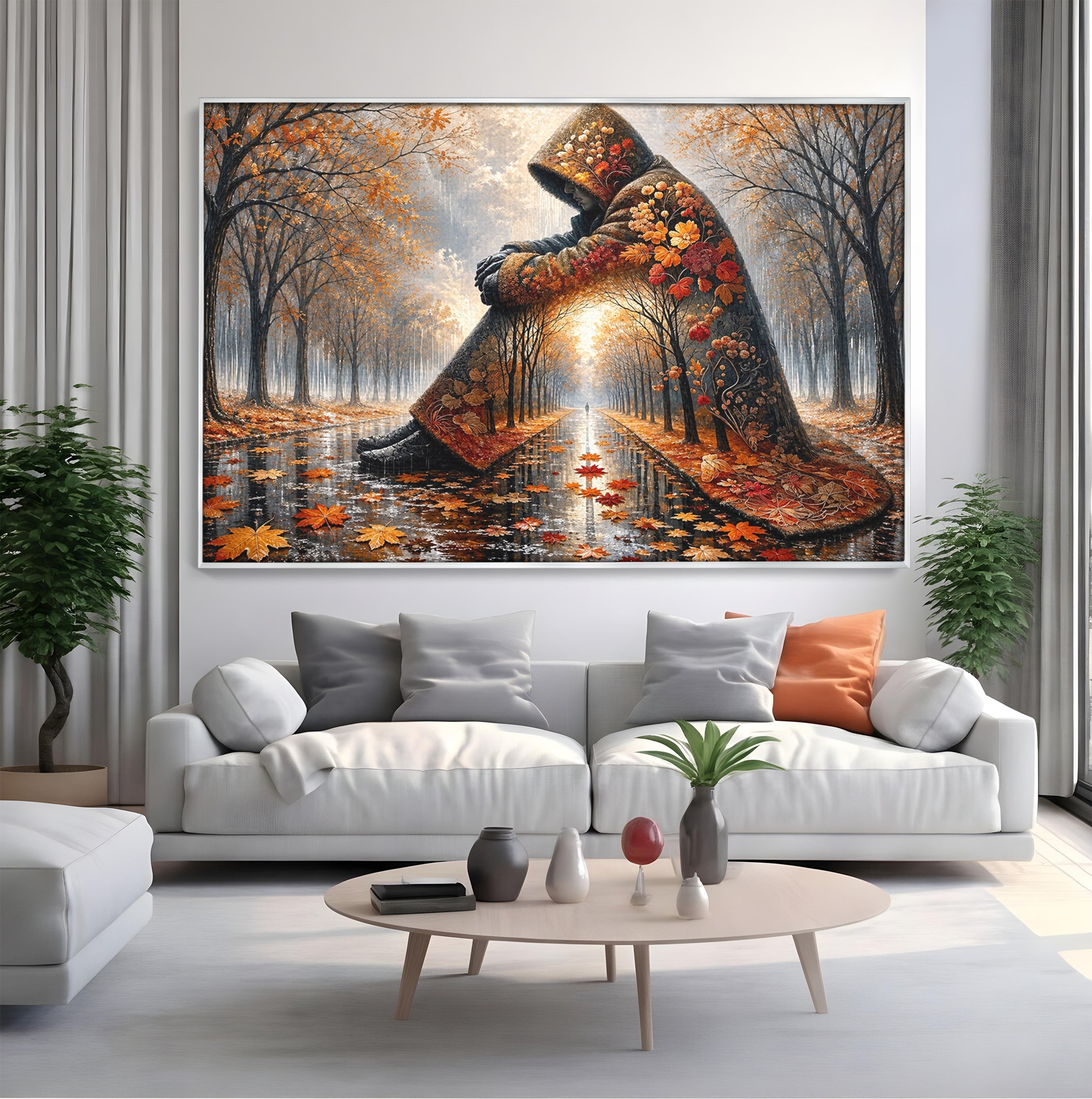 Tablou Canvas Premium LuxCanva® U1099, Toamna Melancolica, Frunze, Reflexie, Peisaj, Toamna, Living, Culori Vibrante