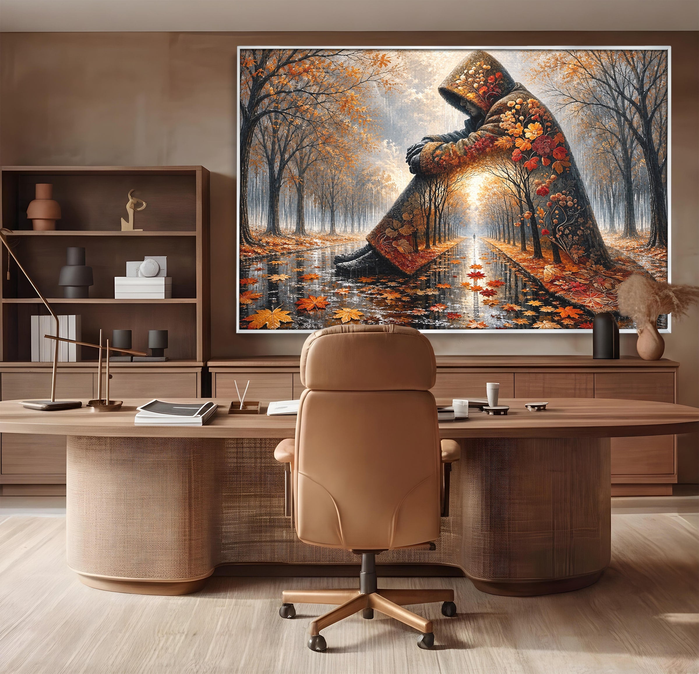 Tablou Canvas Premium LuxCanva® U1099, Toamna Melancolica, Frunze, Reflexie, Peisaj, Toamna, Living, Culori Vibrante