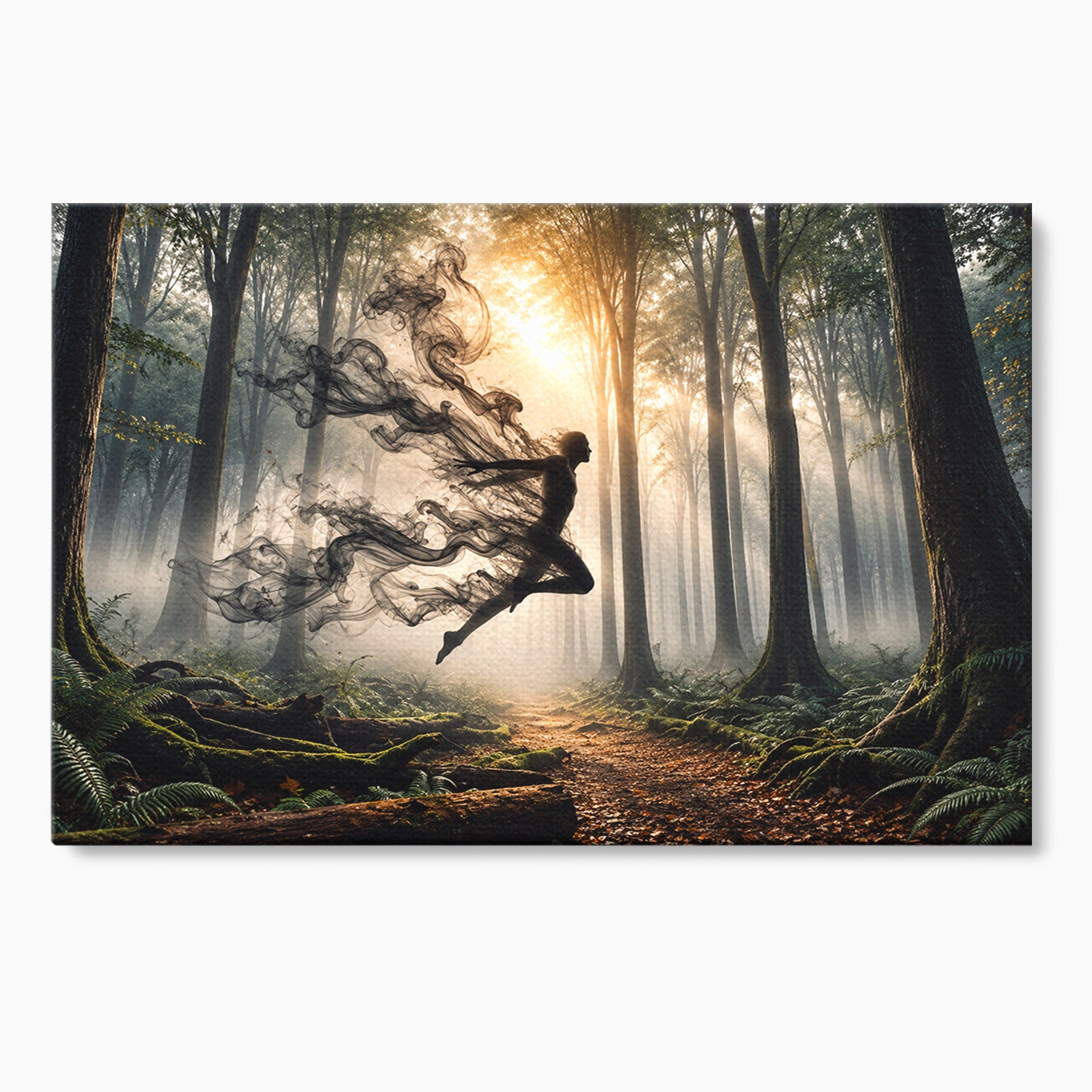 Tablou Canvas Premium LuxCanva® U1100, Zbor In Padure, Magie, Silhouette, Natura,  Padure, Living, Culori Vibrante