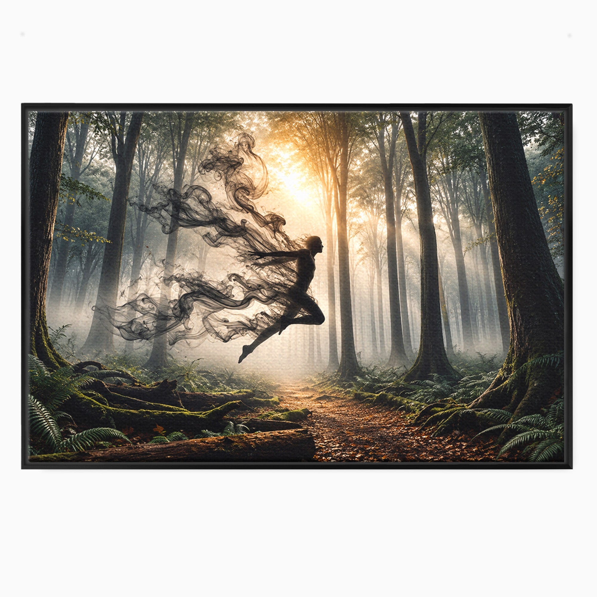 Tablou Canvas Premium LuxCanva® U1100, Zbor In Padure, Magie, Silhouette, Natura,  Padure, Living, Culori Vibrante