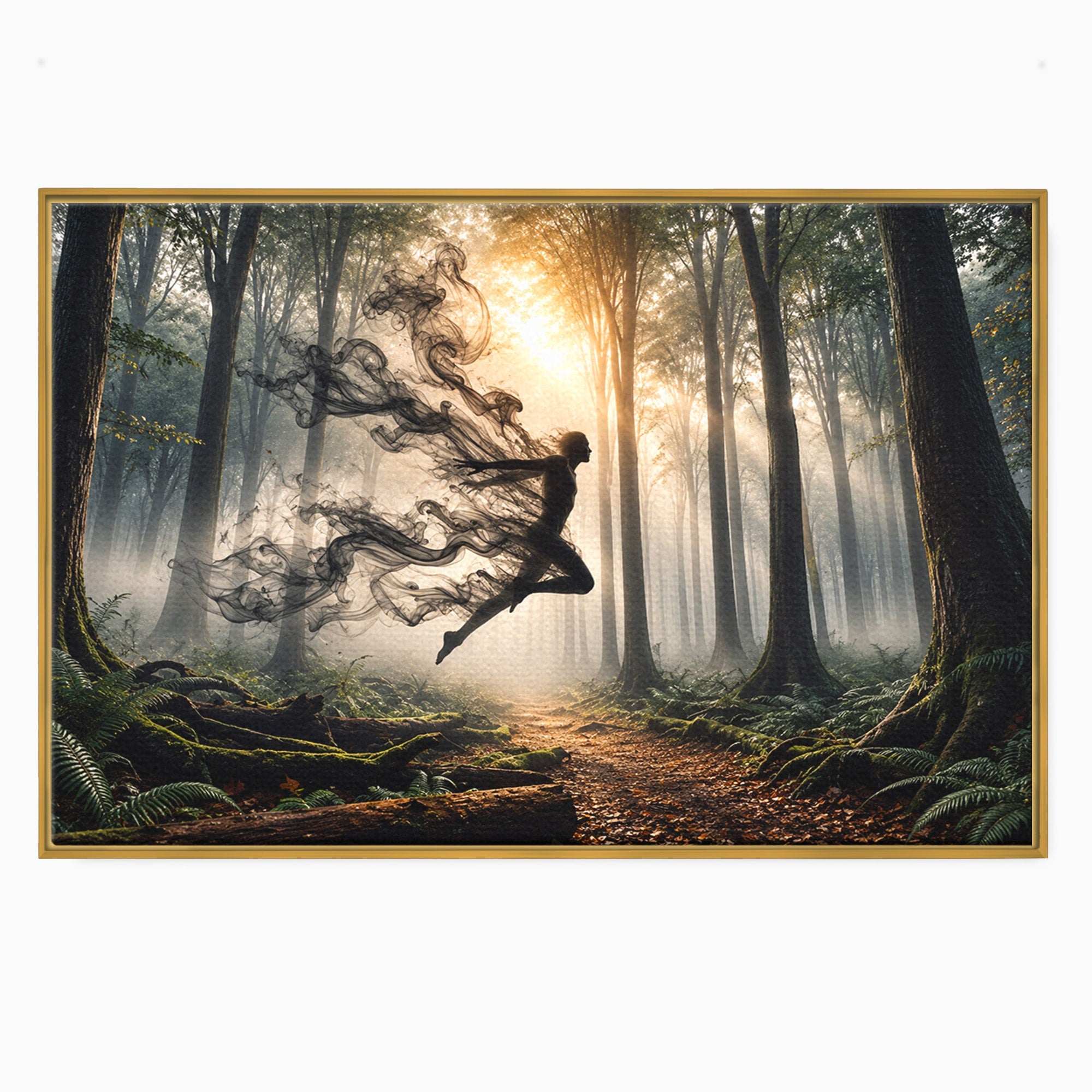 Tablou Canvas Premium LuxCanva® U1100, Zbor In Padure, Magie, Silhouette, Natura,  Padure, Living, Culori Vibrante