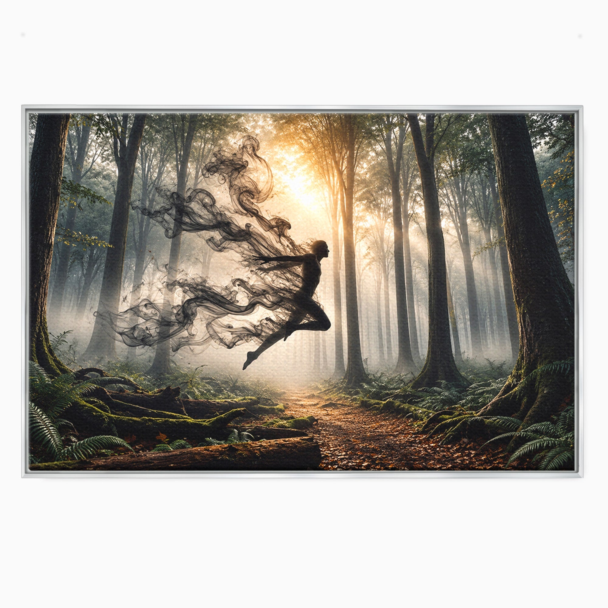Tablou Canvas Premium LuxCanva® U1100, Zbor In Padure, Magie, Silhouette, Natura,  Padure, Living, Culori Vibrante