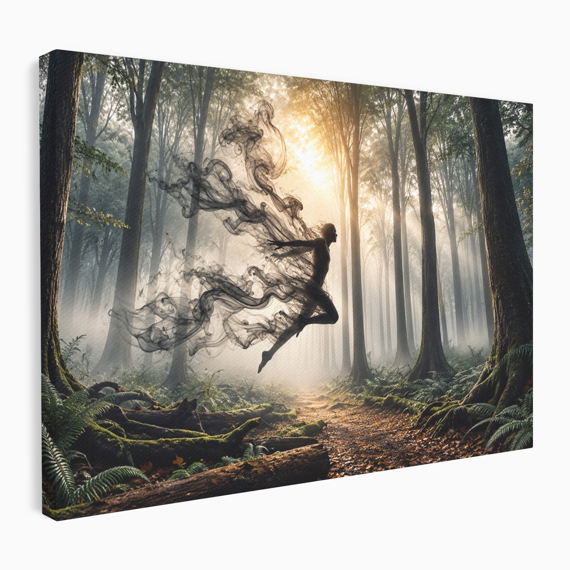 Tablou Canvas Premium LuxCanva® U1100, Zbor In Padure, Magie, Silhouette, Natura,  Padure, Living, Culori Vibrante