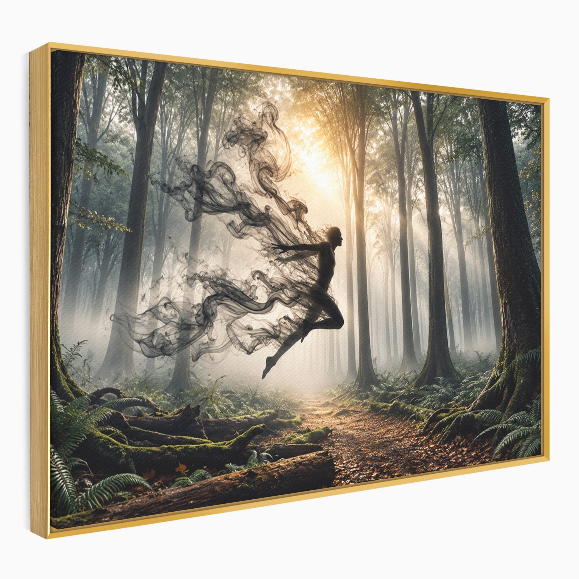 Tablou Canvas Premium LuxCanva® U1100, Zbor In Padure, Magie, Silhouette, Natura,  Padure, Living, Culori Vibrante