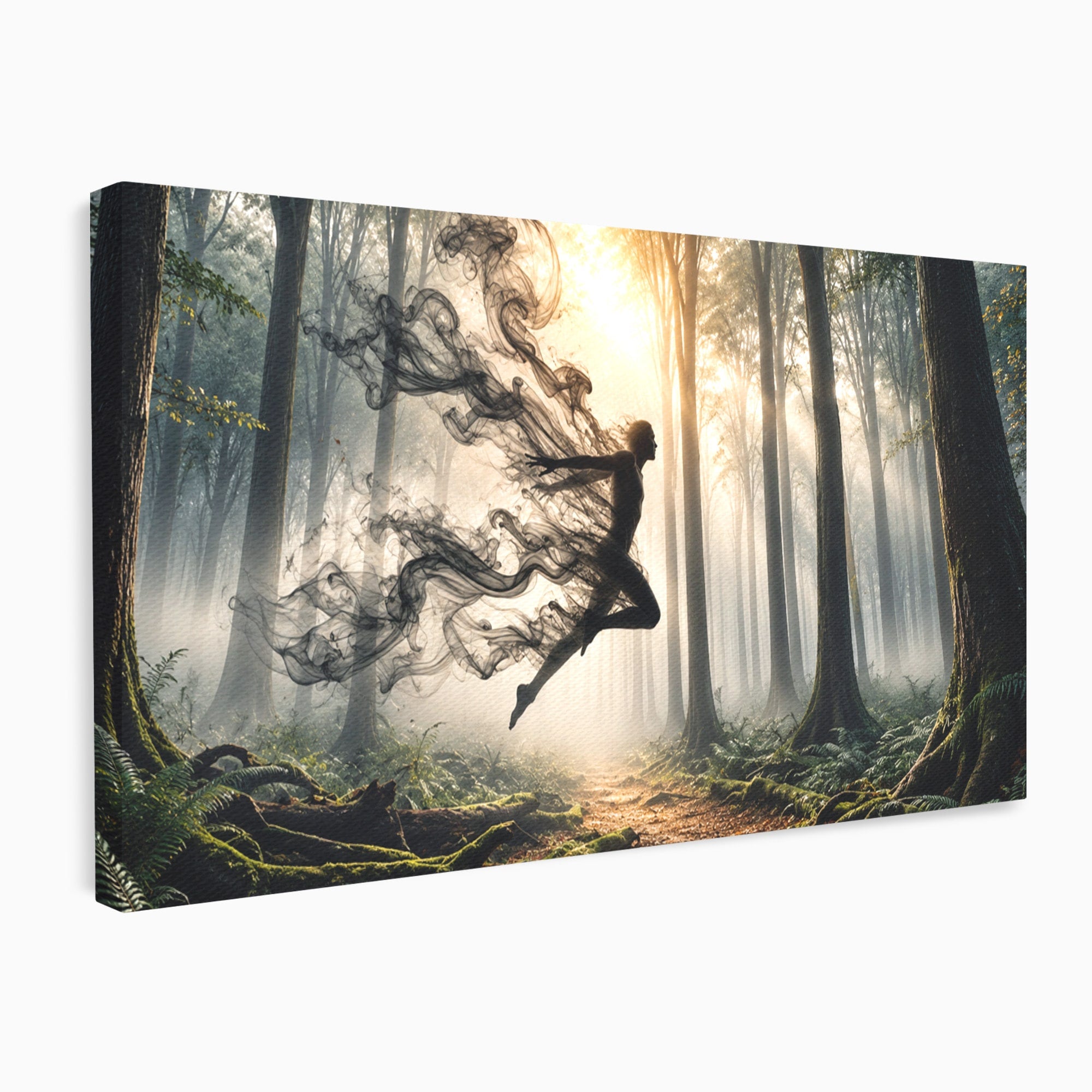 Tablou Canvas Premium LuxCanva® U1100, Zbor In Padure, Magie, Silhouette, Natura,  Padure, Living, Culori Vibrante