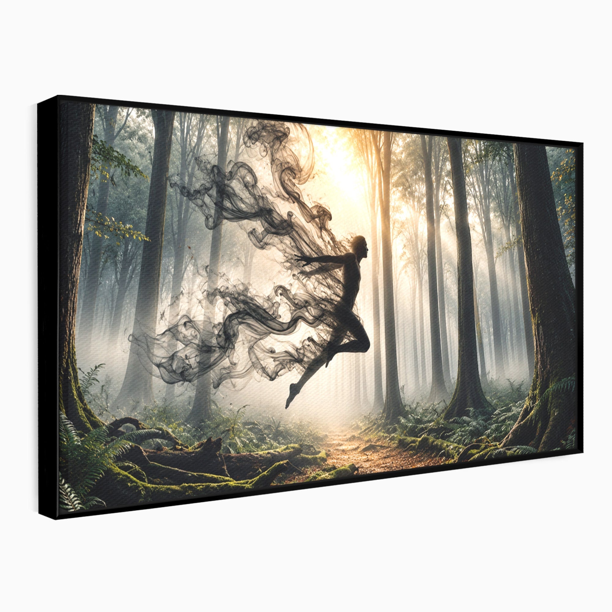 Tablou Canvas Premium LuxCanva® U1100, Zbor In Padure, Magie, Silhouette, Natura,  Padure, Living, Culori Vibrante
