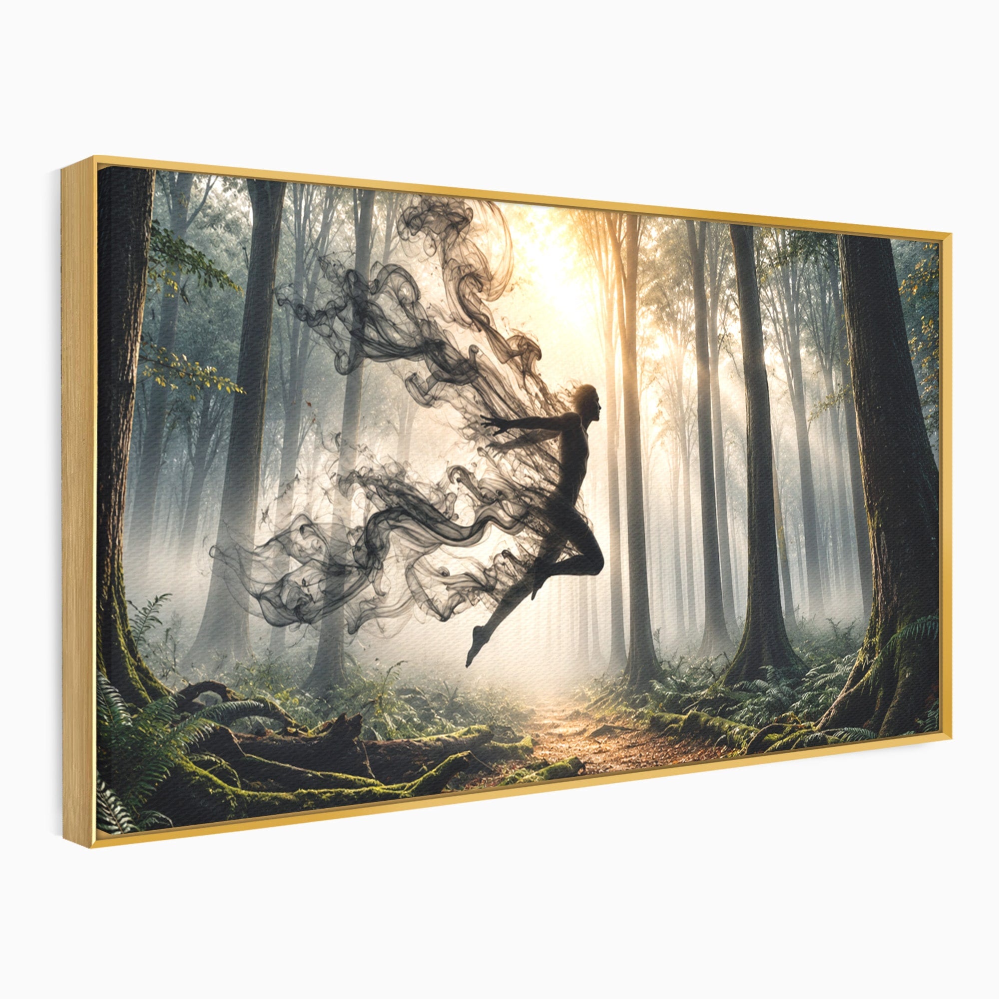 Tablou Canvas Premium LuxCanva® U1100, Zbor In Padure, Magie, Silhouette, Natura,  Padure, Living, Culori Vibrante