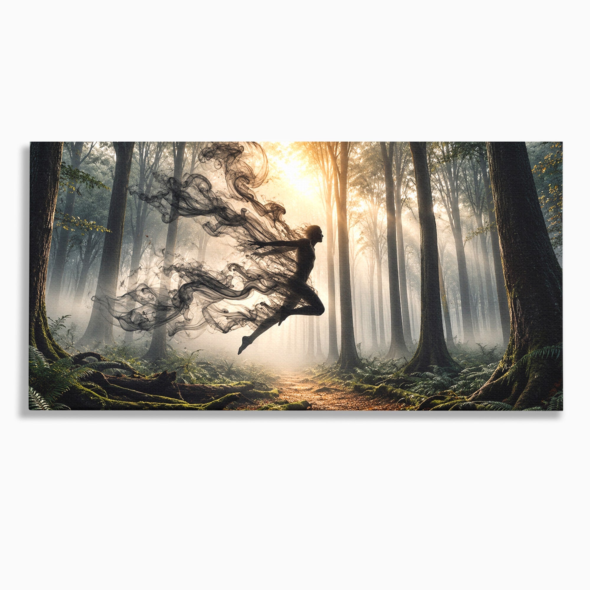 Tablou Canvas Premium LuxCanva® U1100, Zbor In Padure, Magie, Silhouette, Natura,  Padure, Living, Culori Vibrante