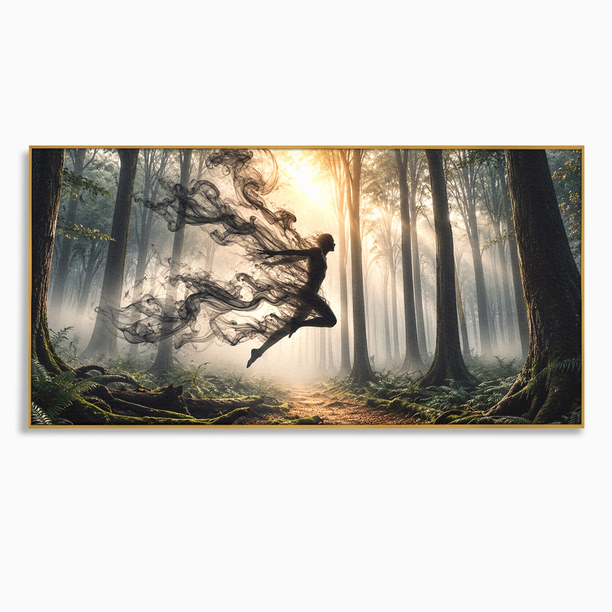 Tablou Canvas Premium LuxCanva® U1100, Zbor In Padure, Magie, Silhouette, Natura,  Padure, Living, Culori Vibrante