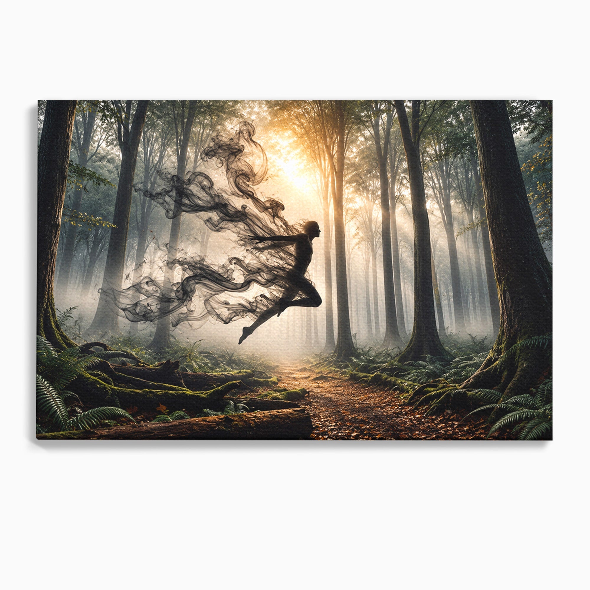Tablou Canvas Premium LuxCanva® U1100, Zbor In Padure, Magie, Silhouette, Natura,  Padure, Living, Culori Vibrante