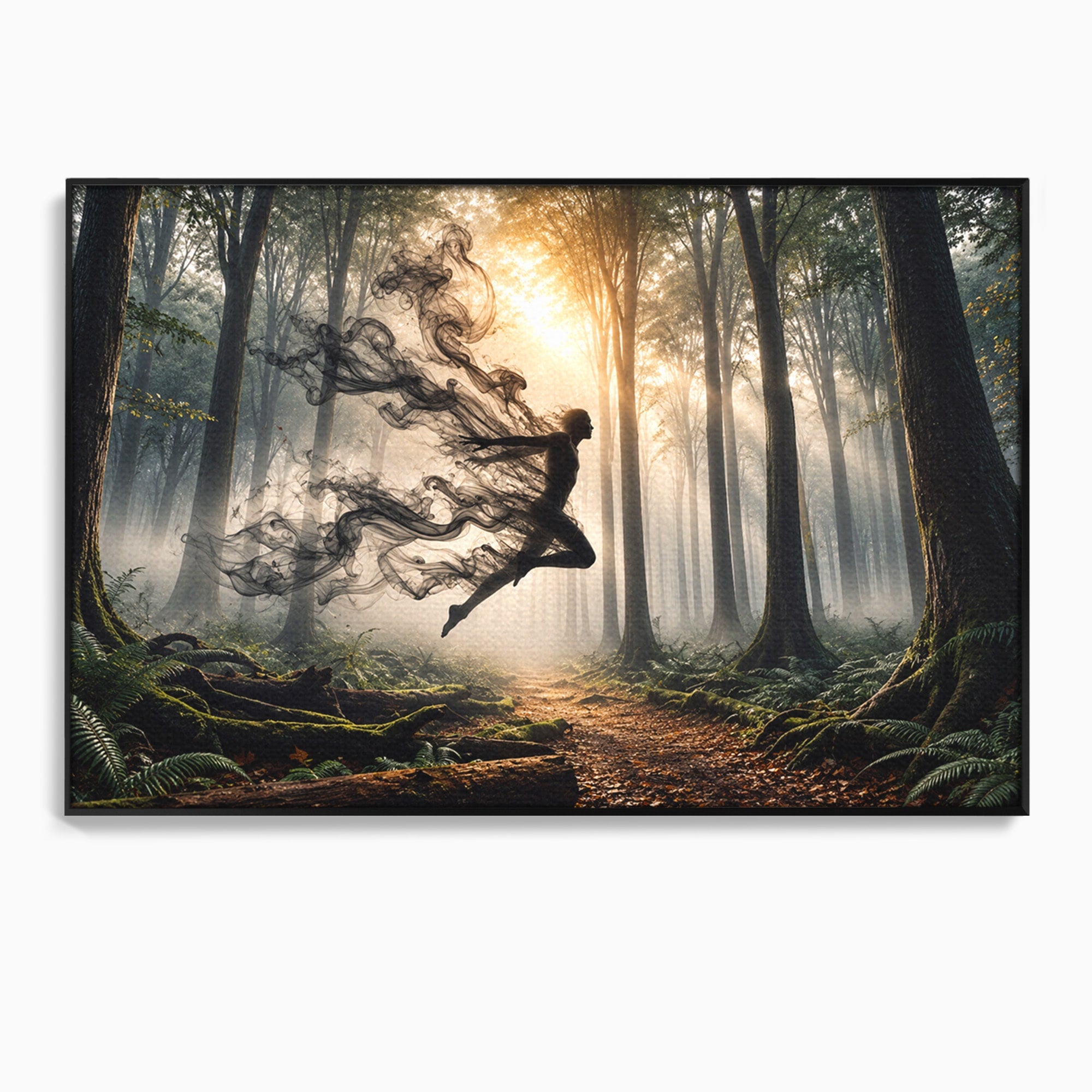 Tablou Canvas Premium LuxCanva® U1100, Zbor In Padure, Magie, Silhouette, Natura,  Padure, Living, Culori Vibrante
