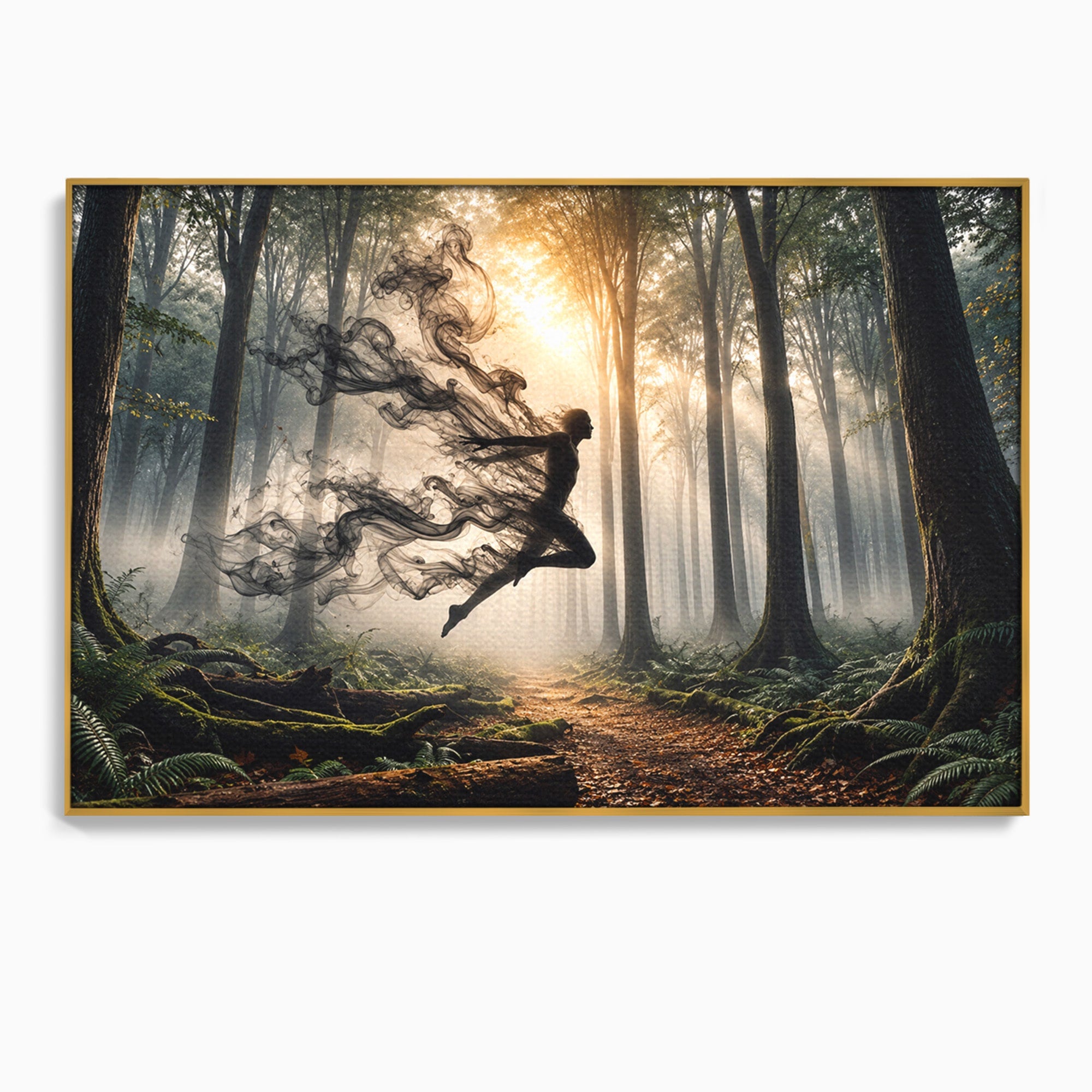 Tablou Canvas Premium LuxCanva® U1100, Zbor In Padure, Magie, Silhouette, Natura,  Padure, Living, Culori Vibrante