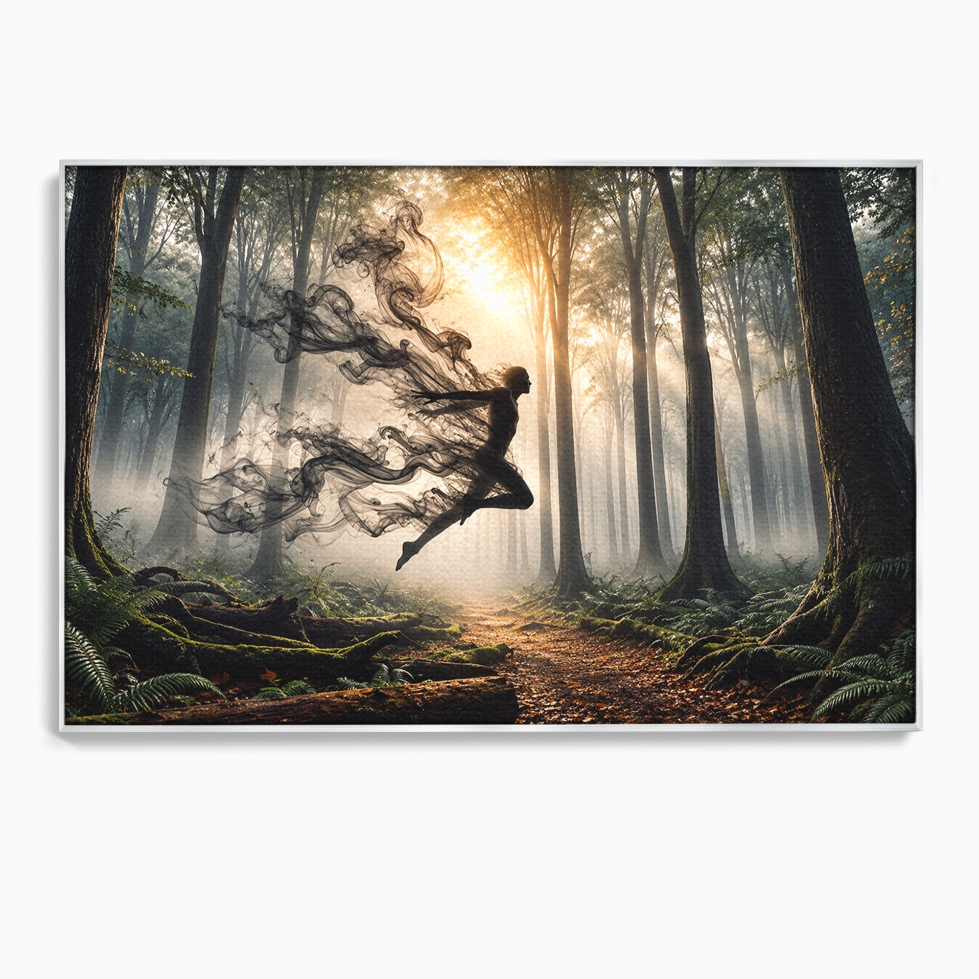 Tablou Canvas Premium LuxCanva® U1100, Zbor In Padure, Magie, Silhouette, Natura,  Padure, Living, Culori Vibrante