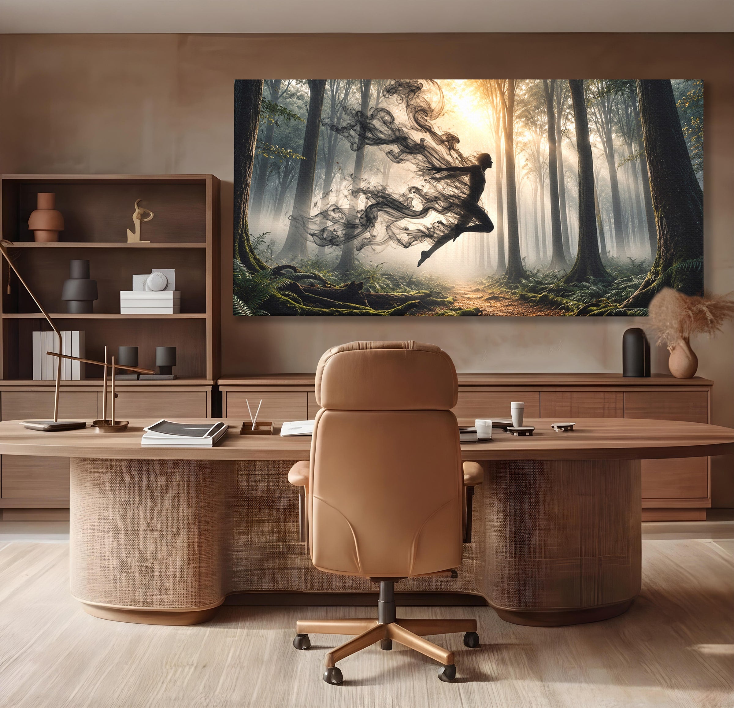 Tablou Canvas Premium LuxCanva® U1100, Zbor In Padure, Magie, Silhouette, Natura,  Padure, Living, Culori Vibrante