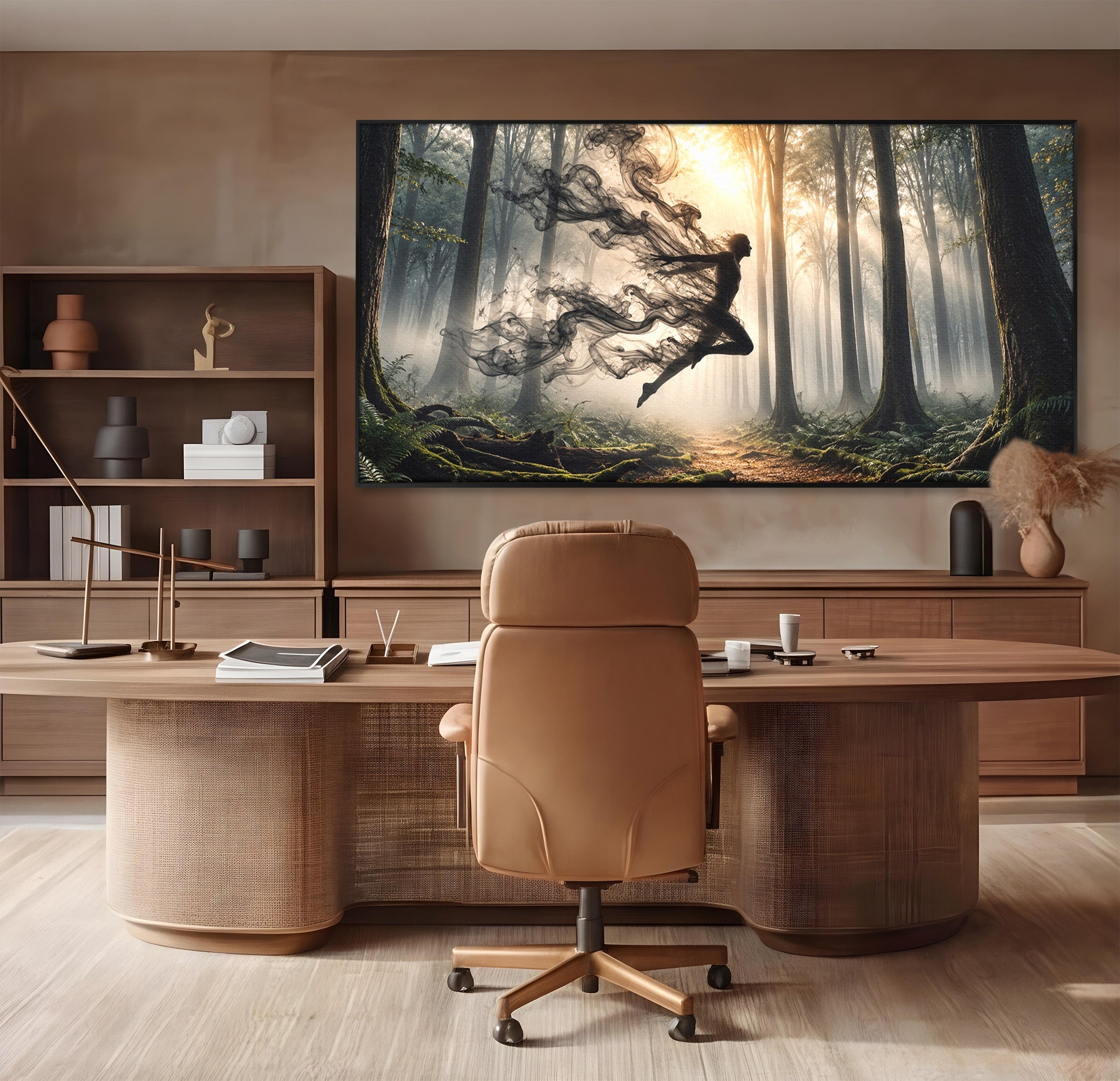 Tablou Canvas Premium LuxCanva® U1100, Zbor In Padure, Magie, Silhouette, Natura,  Padure, Living, Culori Vibrante