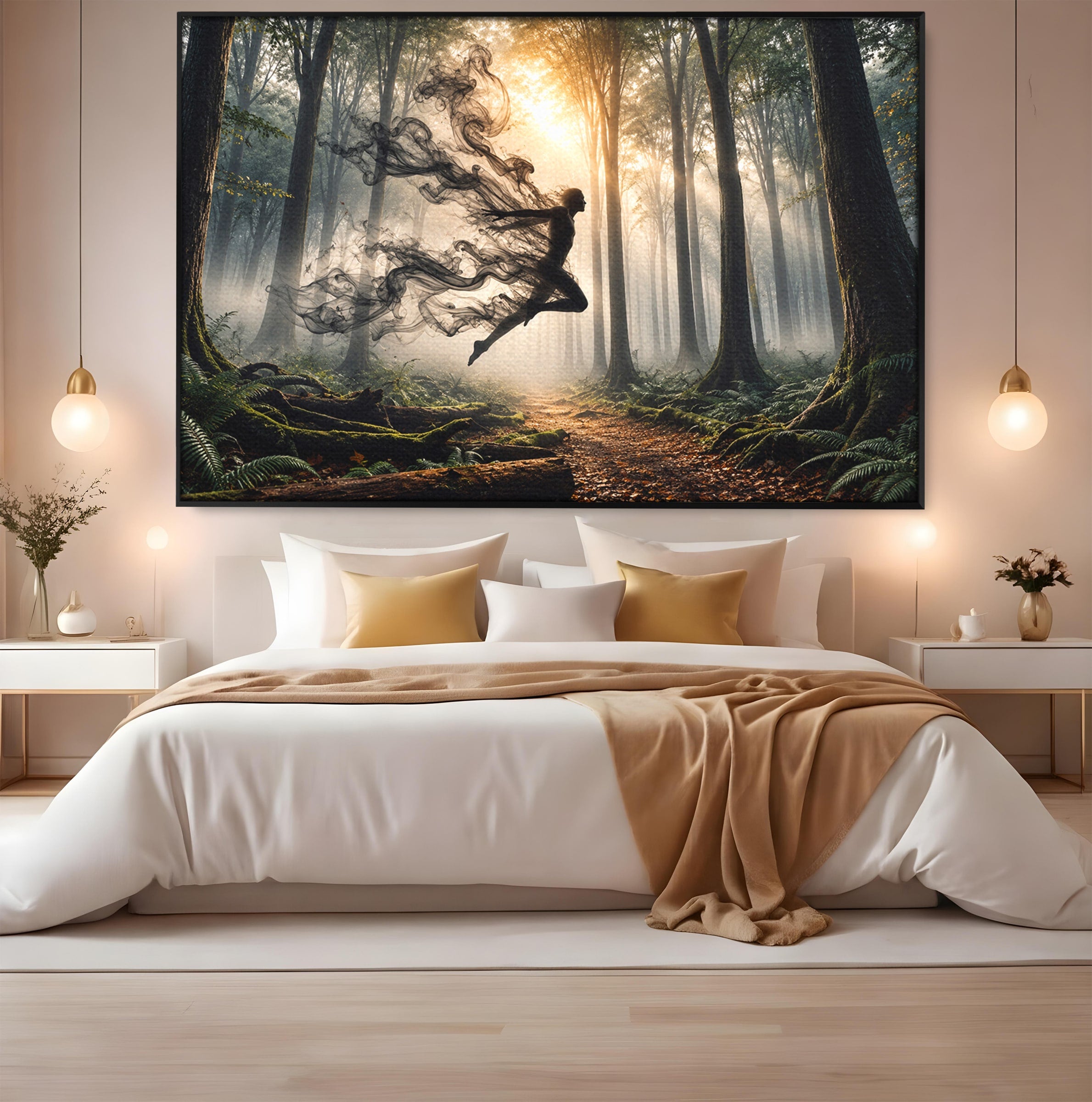 Tablou Canvas Premium LuxCanva® U1100, Zbor In Padure, Magie, Silhouette, Natura,  Padure, Living, Culori Vibrante