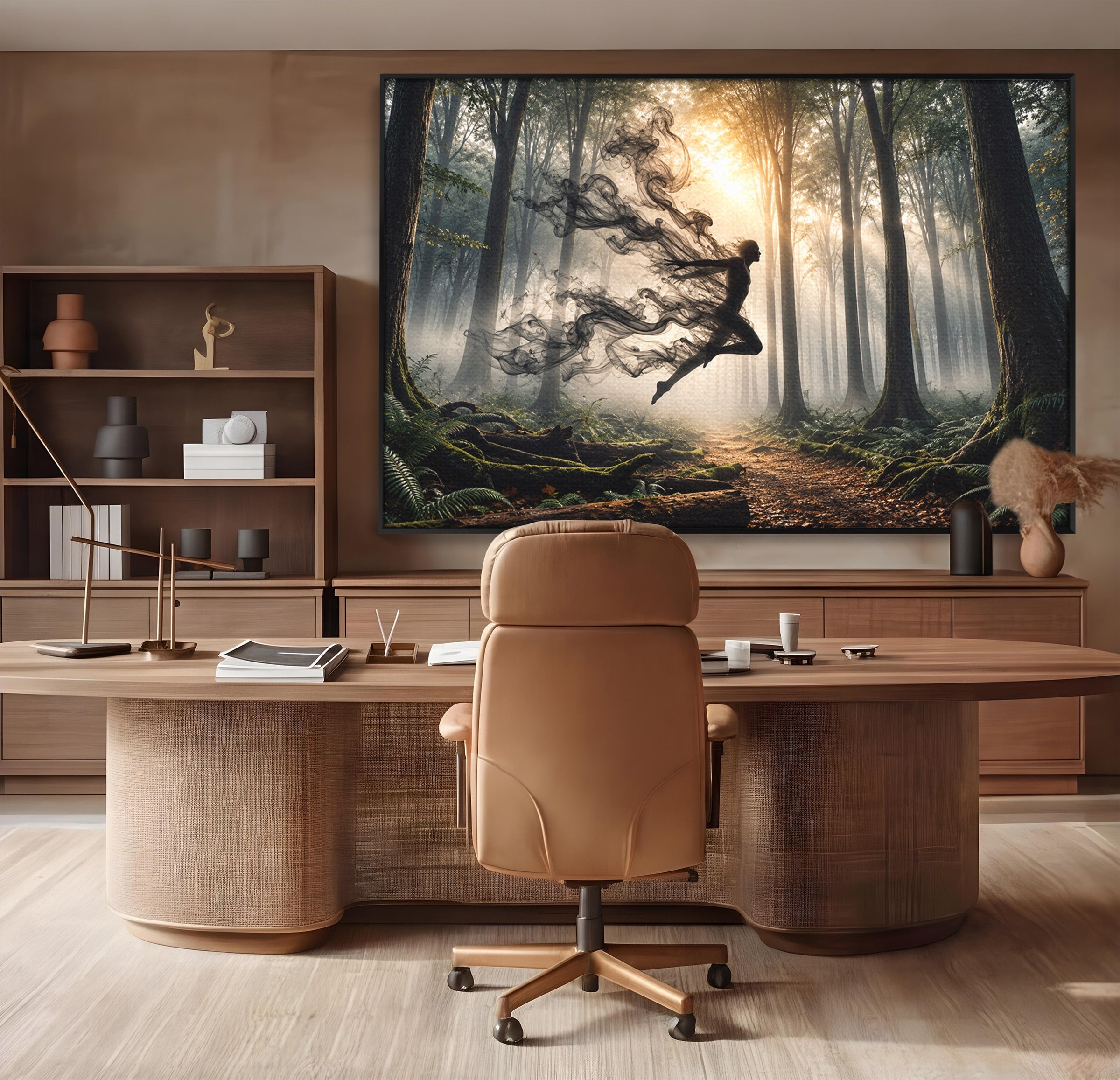 Tablou Canvas Premium LuxCanva® U1100, Zbor In Padure, Magie, Silhouette, Natura,  Padure, Living, Culori Vibrante