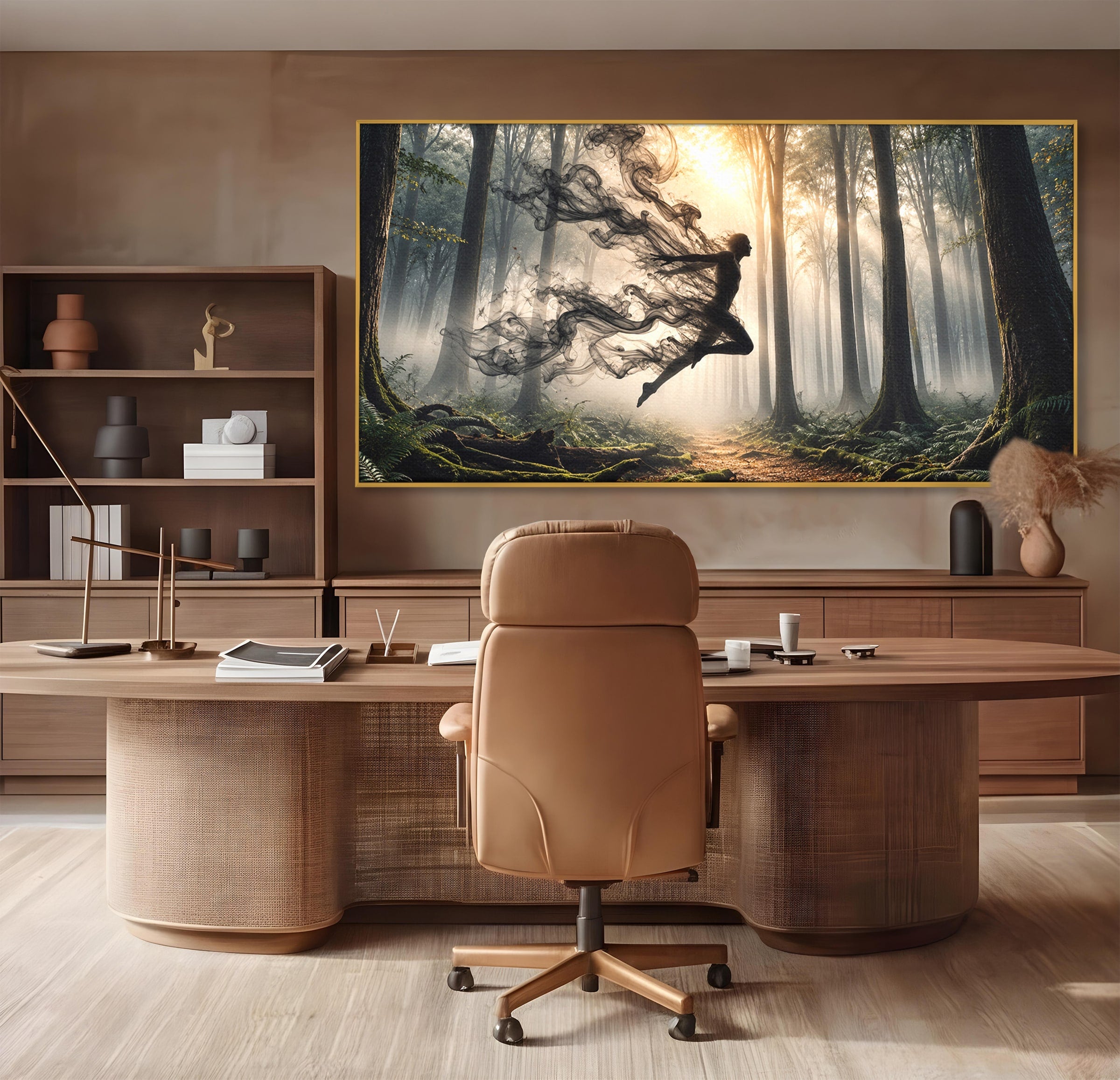 Tablou Canvas Premium LuxCanva® U1100, Zbor In Padure, Magie, Silhouette, Natura,  Padure, Living, Culori Vibrante