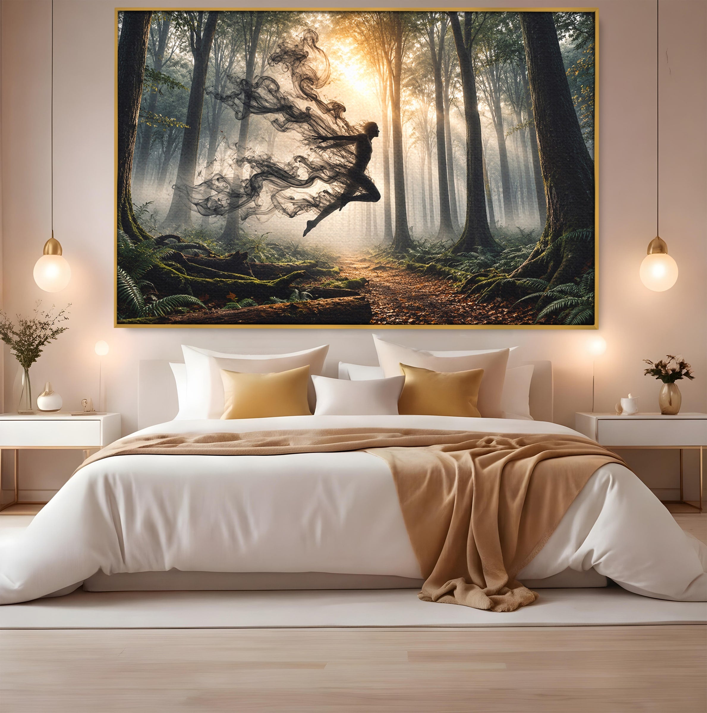 Tablou Canvas Premium LuxCanva® U1100, Zbor In Padure, Magie, Silhouette, Natura,  Padure, Living, Culori Vibrante