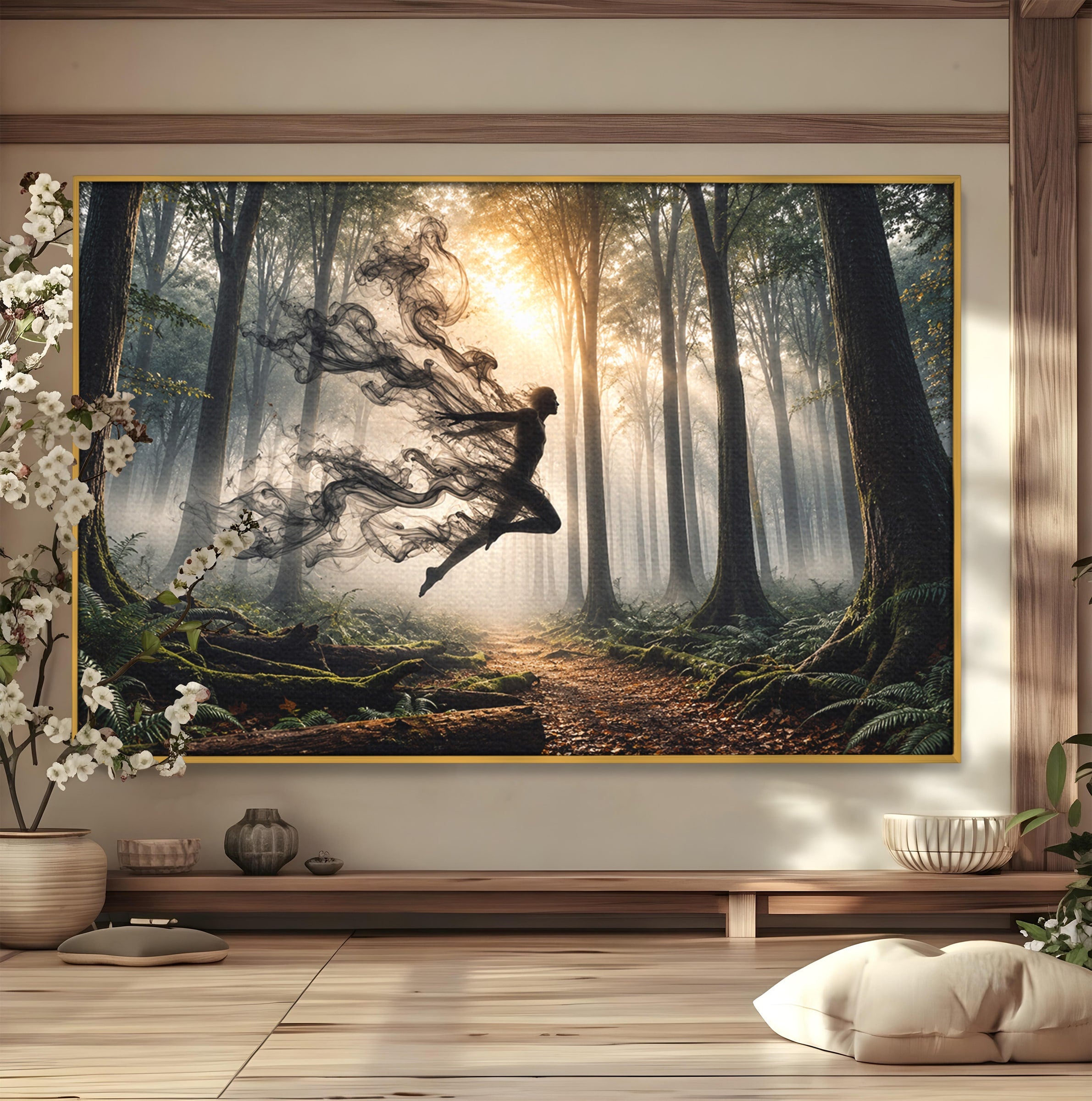 Tablou Canvas Premium LuxCanva® U1100, Zbor In Padure, Magie, Silhouette, Natura,  Padure, Living, Culori Vibrante